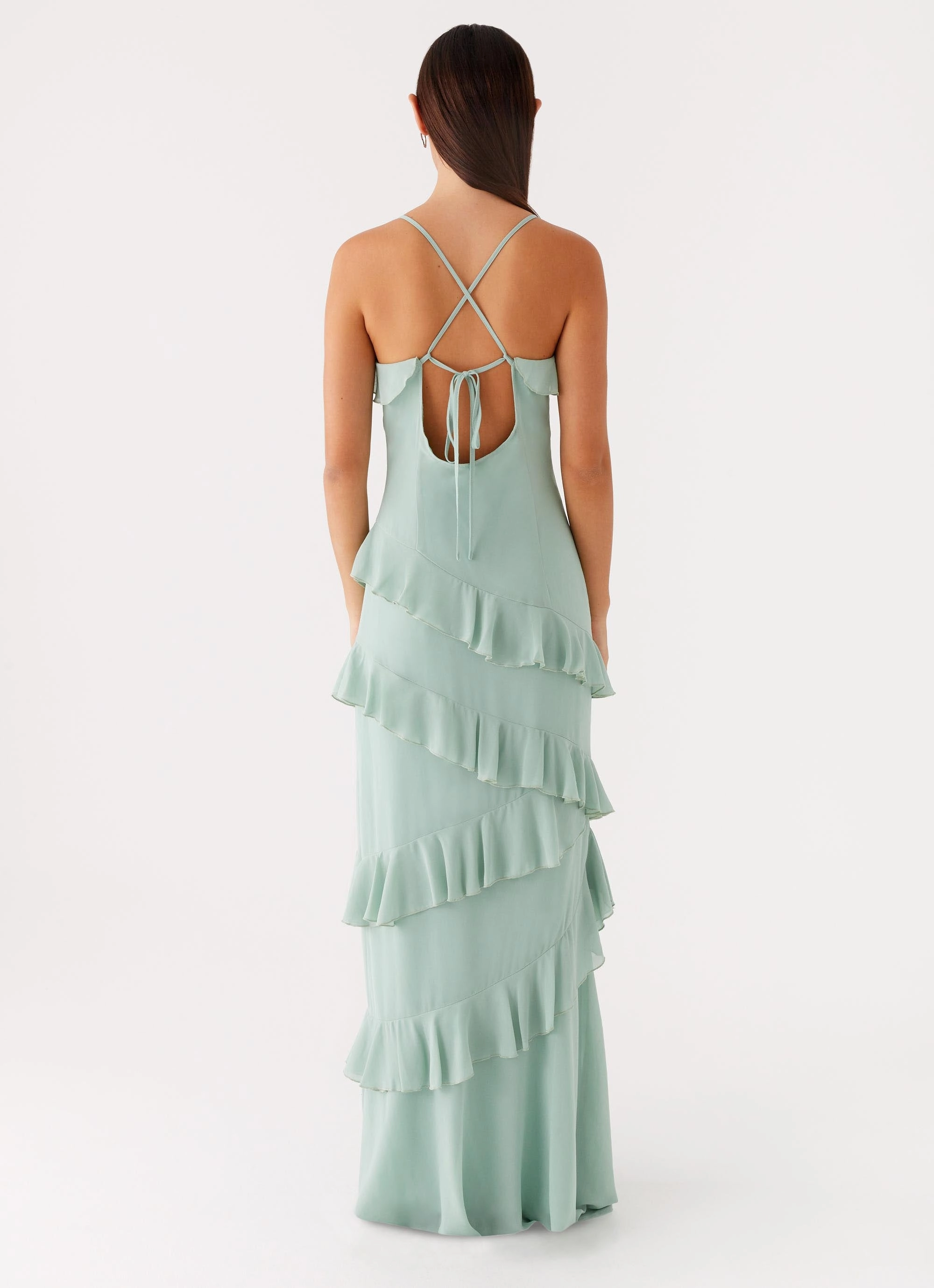Country Club Maxi Dress - Sage Premium Quality Asymmetrical hem