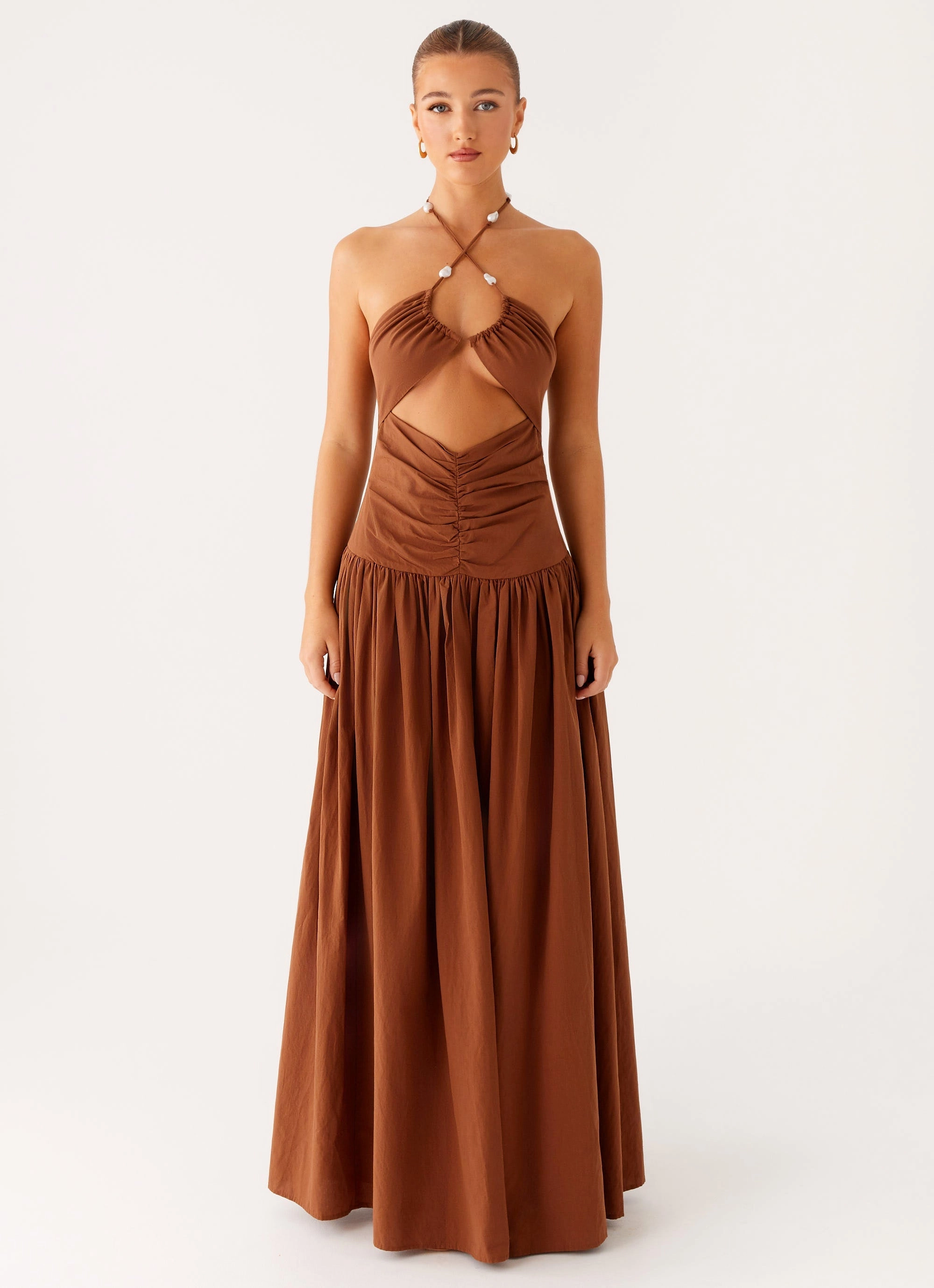 Paltrow Maxi Dress - Chocolate Easy Tones Lace-Trim