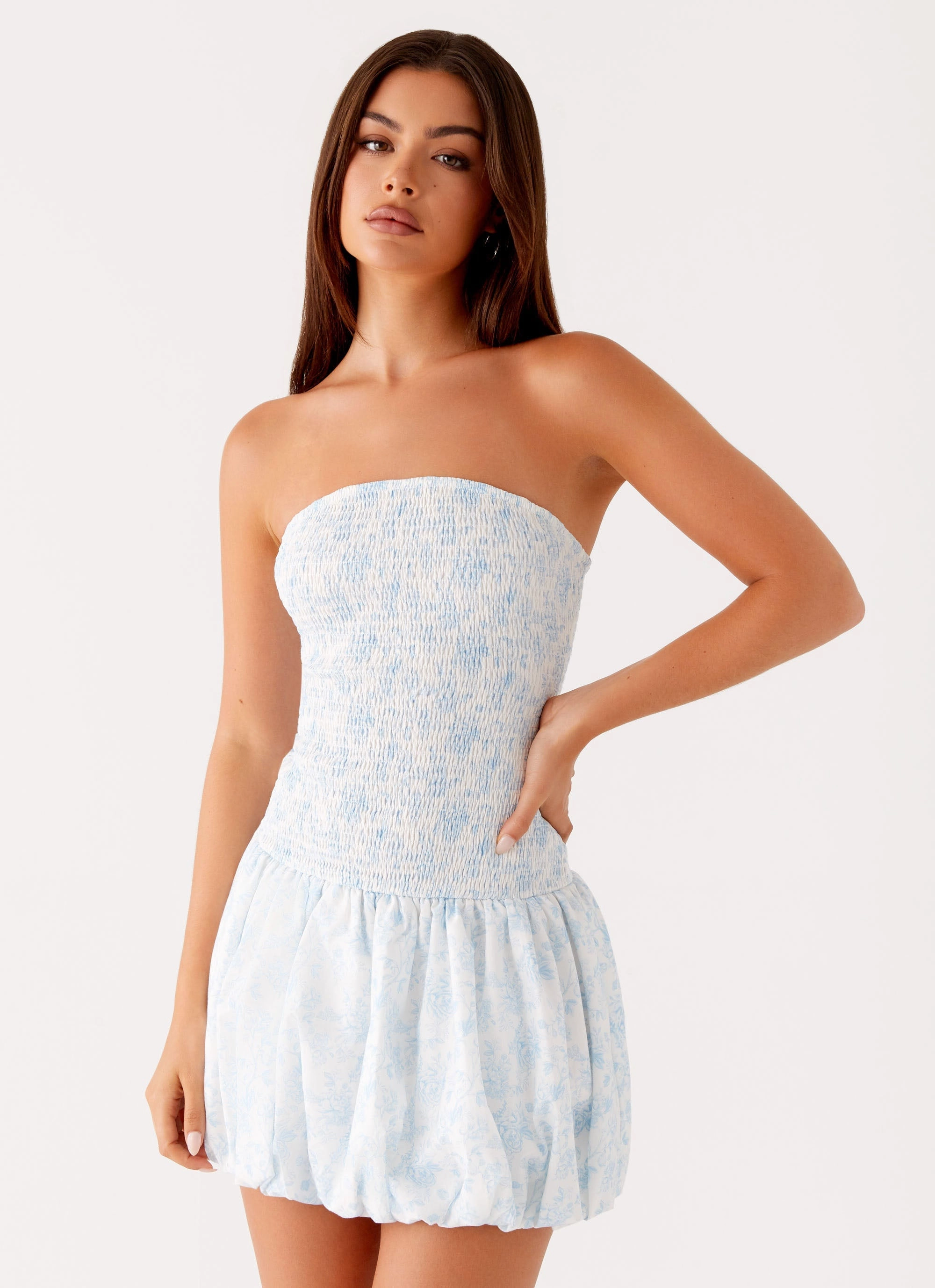 Panorama Mini Dress - Blue Floral Soft Appeal Chilly Wear