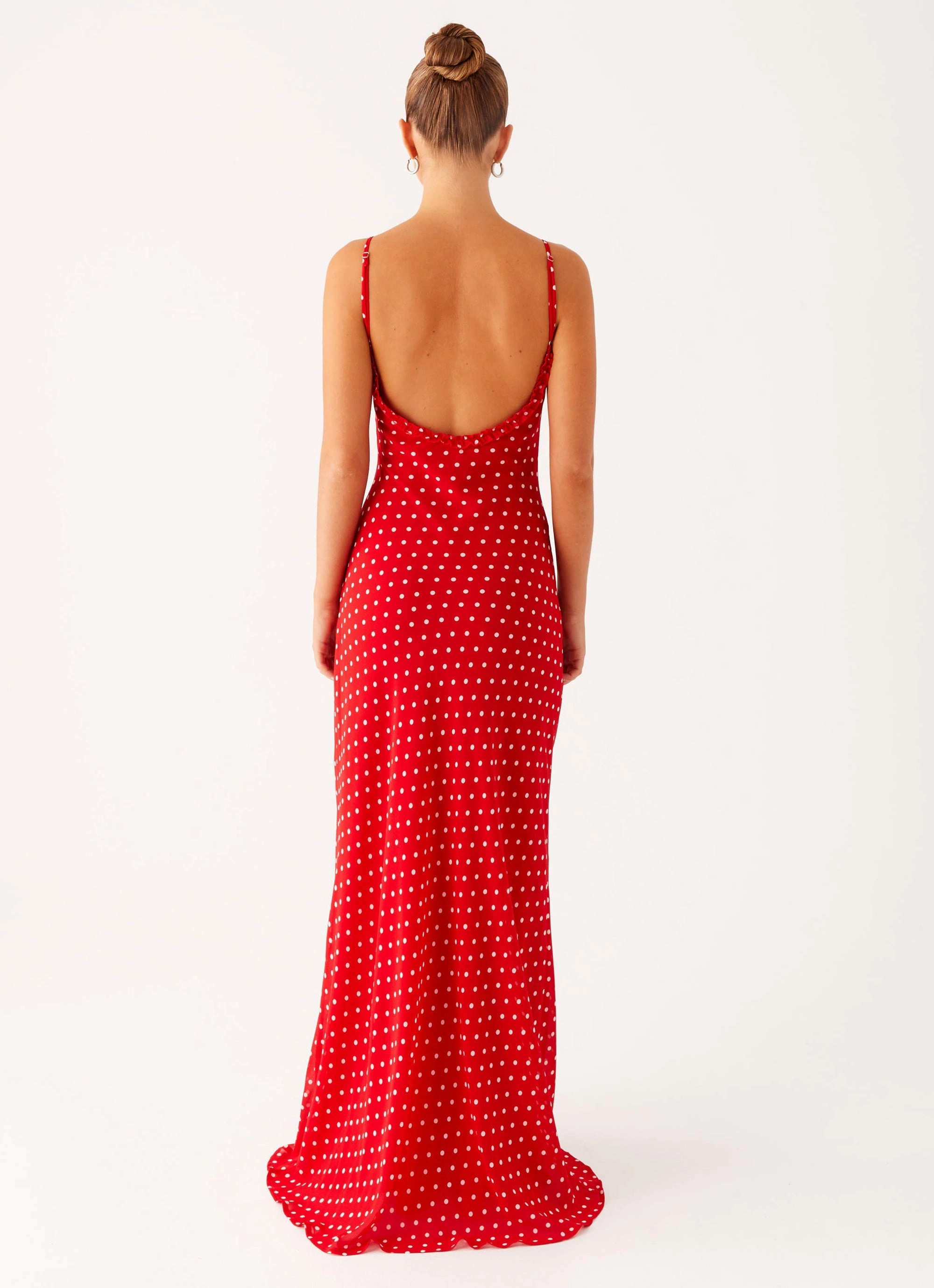 Grab Quick Soft Contour Pareo Maxi Dress - Red Polka Dot