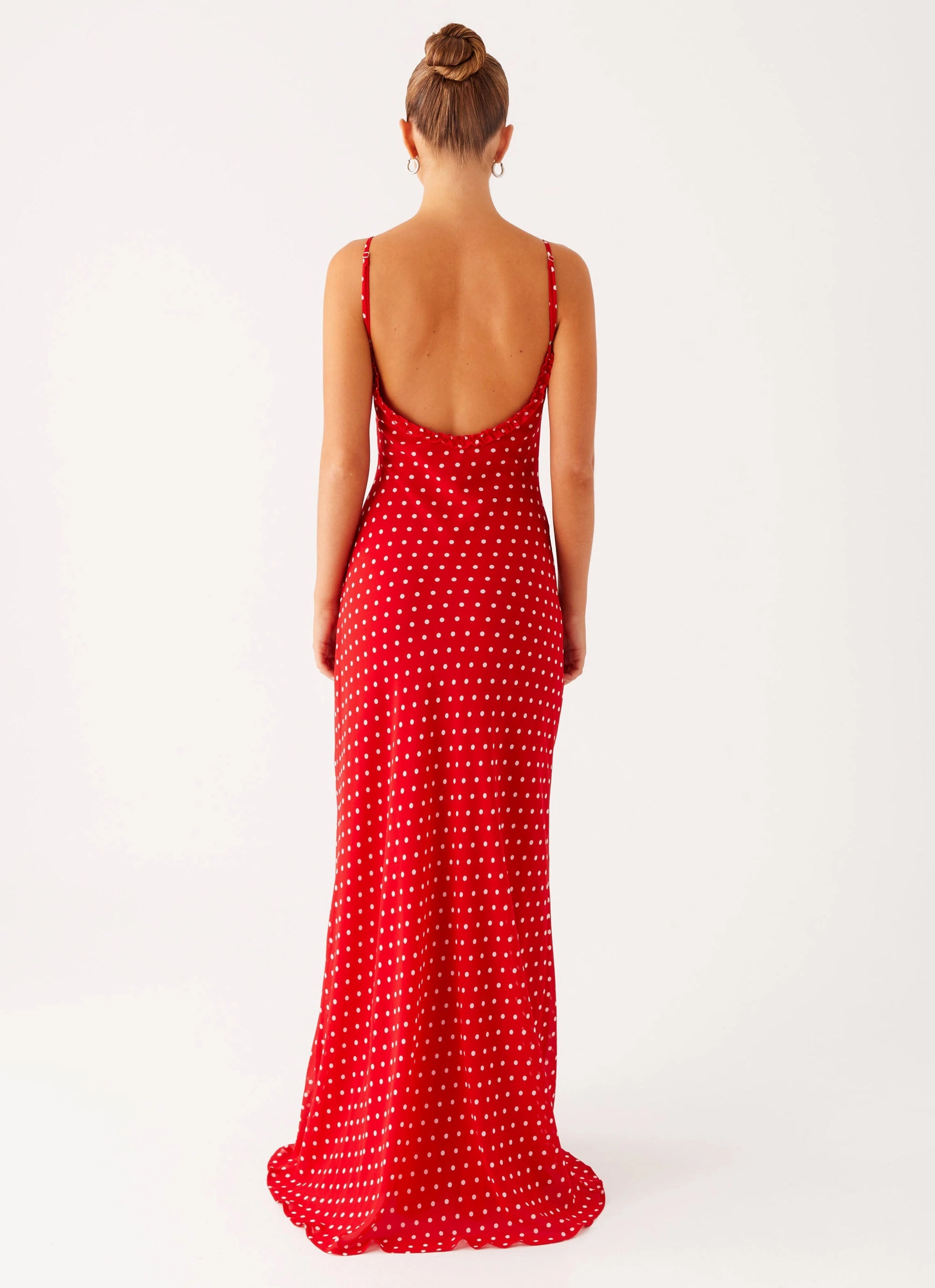 Pareo Maxi Dress - Red Polka Dot Graceful Ease tailored look
