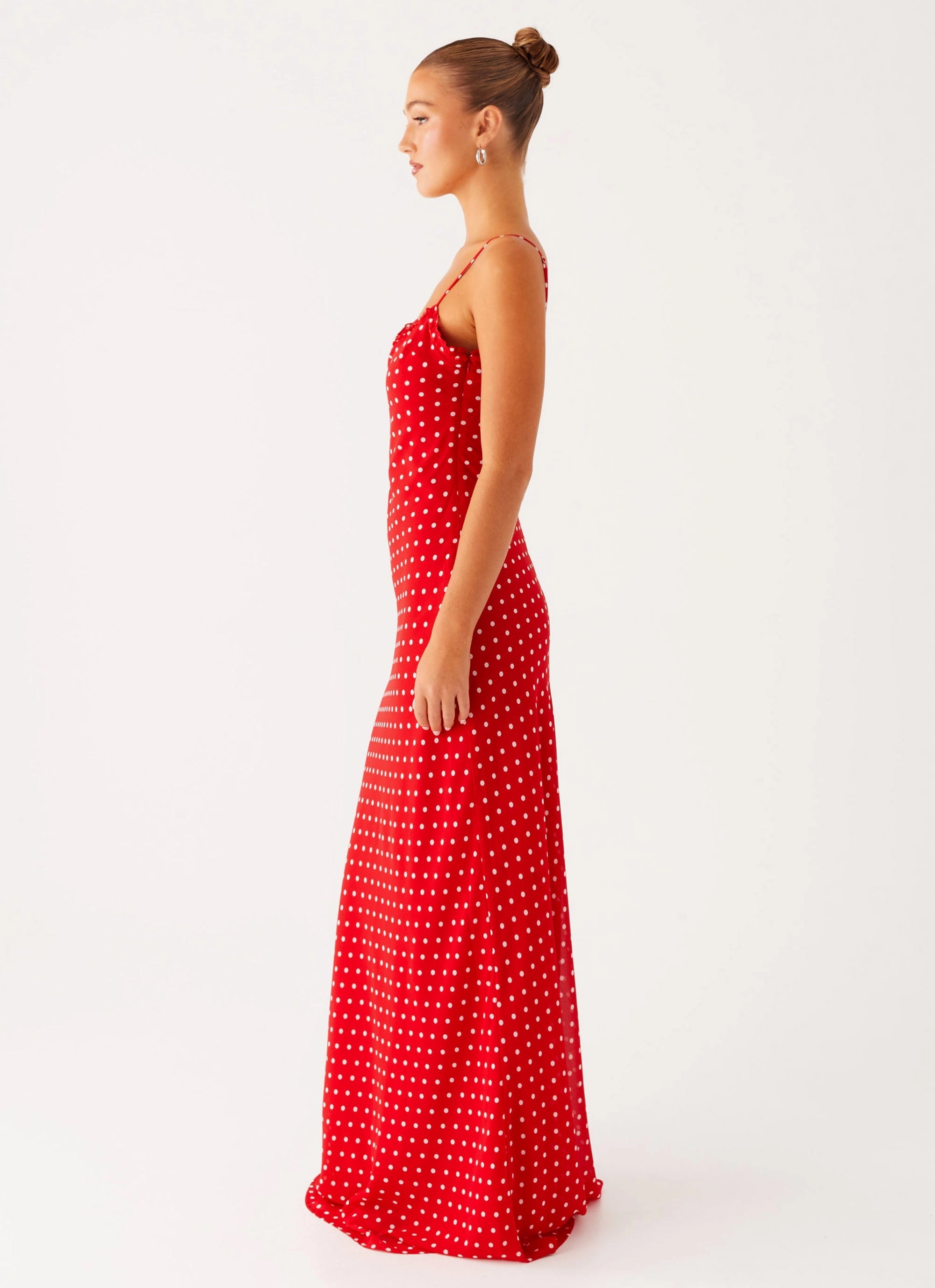 Pareo Maxi Dress - Red Polka Dot Euro Touch Classic-style