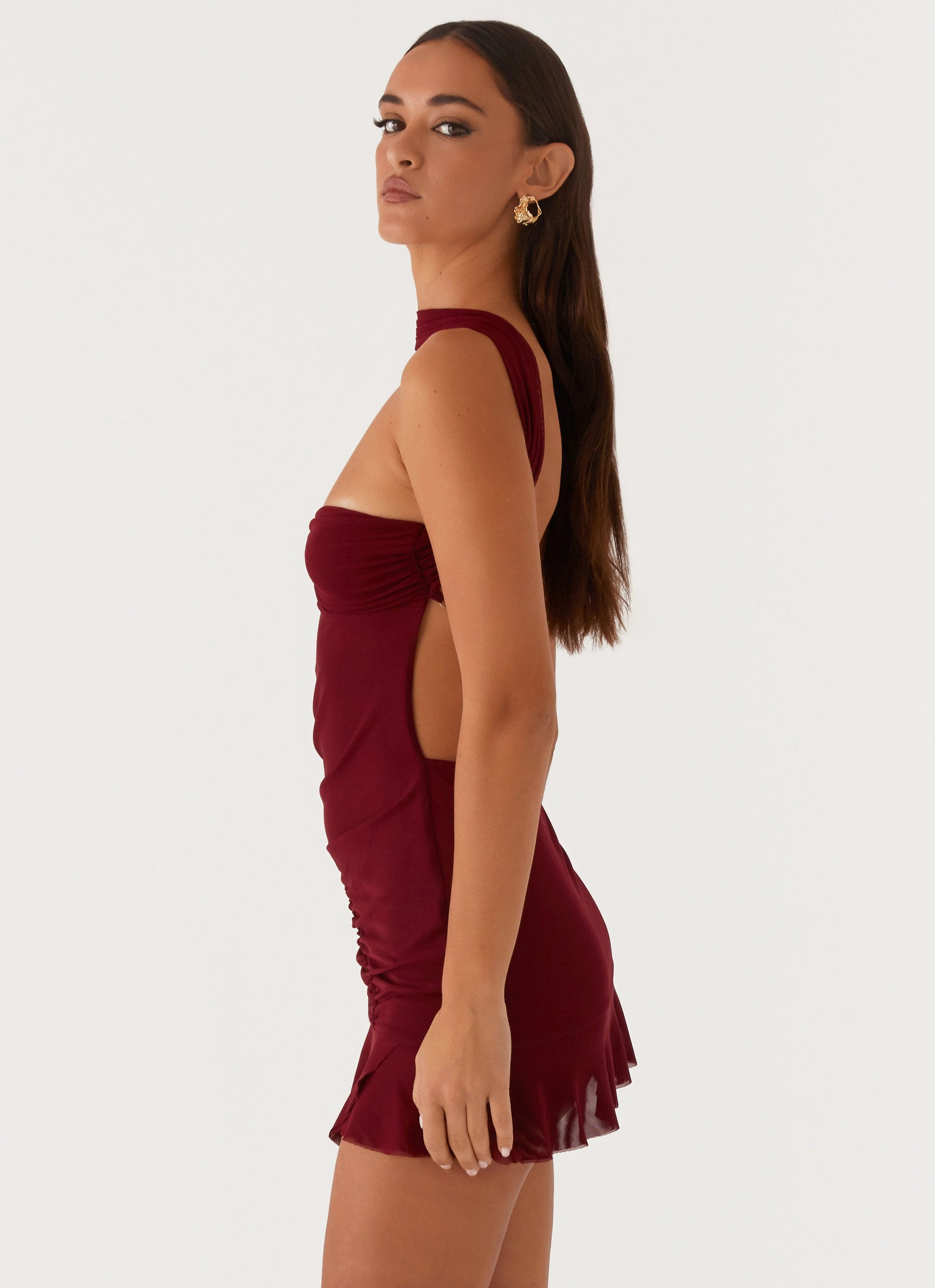 Inner Smile Airy Weave Pari Open Back Mini Dress - Mulberry