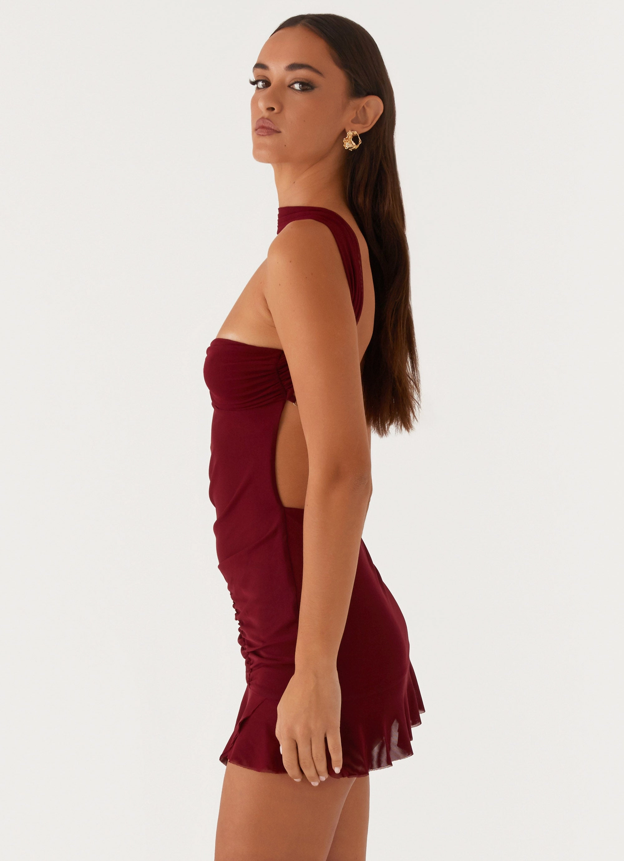 Lounge Texture Stylish Choice Pari Open Back Mini Dress - Mulberry
