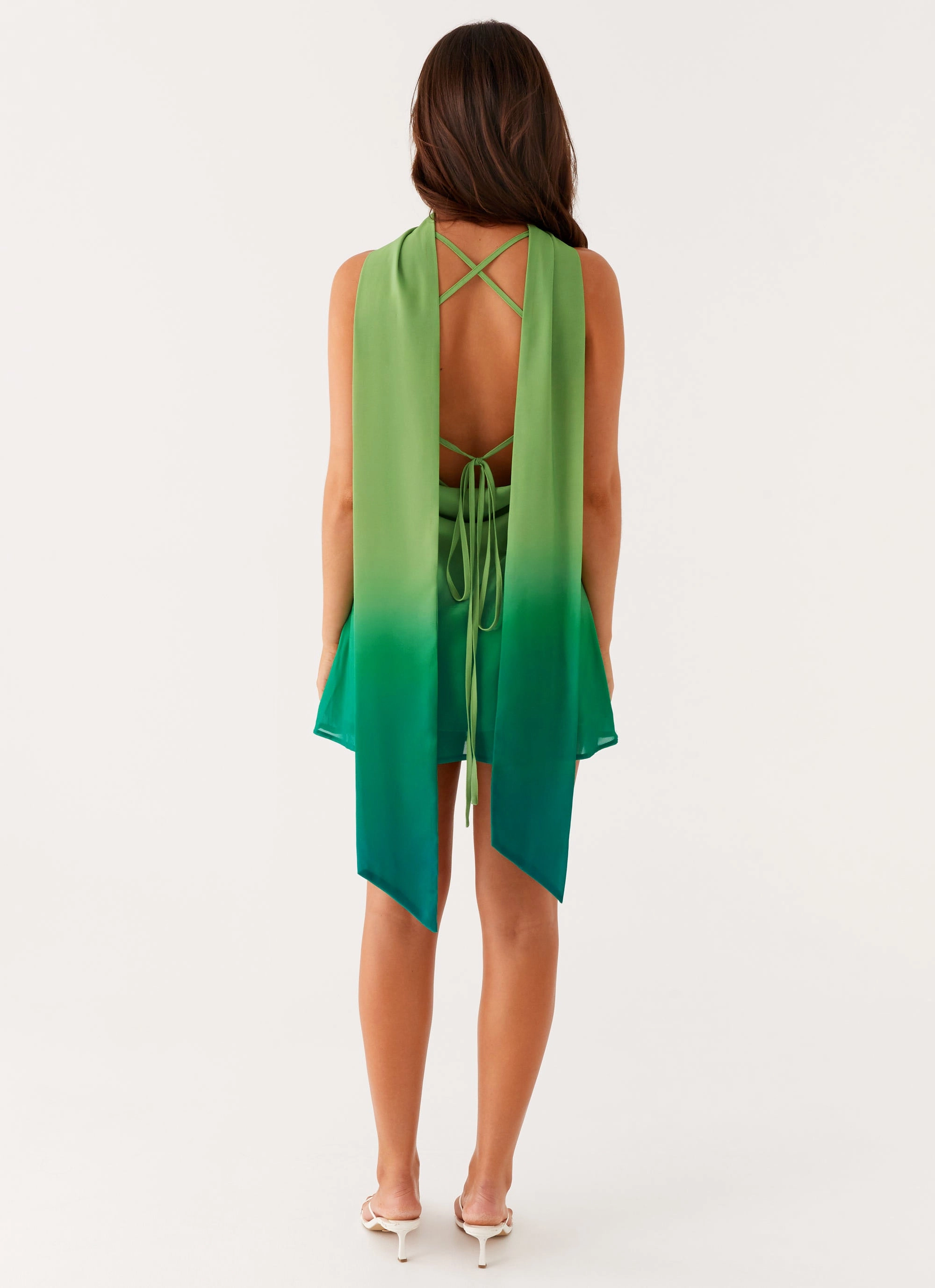 Fresh Flow Drape Wave Parma Mini Dress - Green Ombre