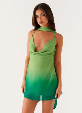 Parma Mini Dress - Green Ombre Trend Glow Neat Stitch