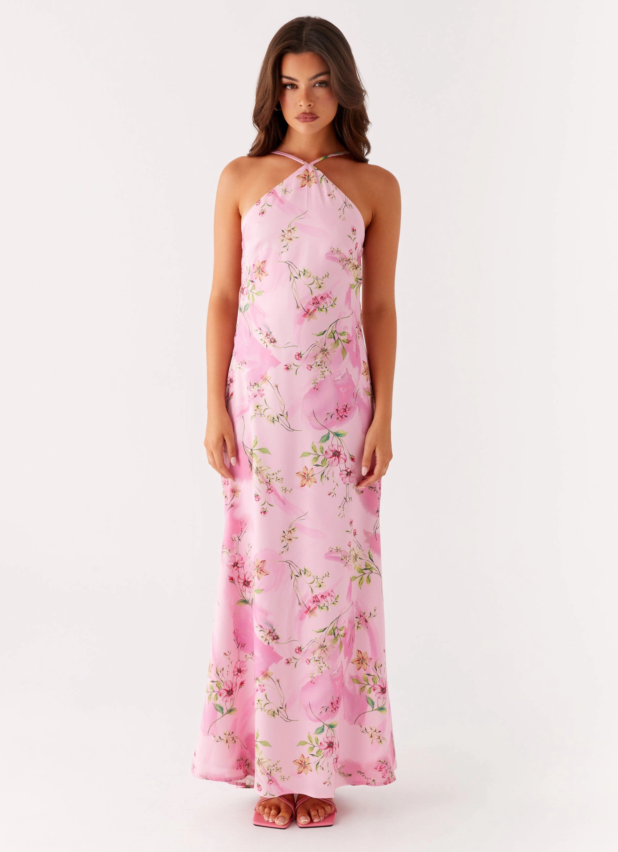 Pascal Maxi Dress - Pink Floral Print Easy Pairing
