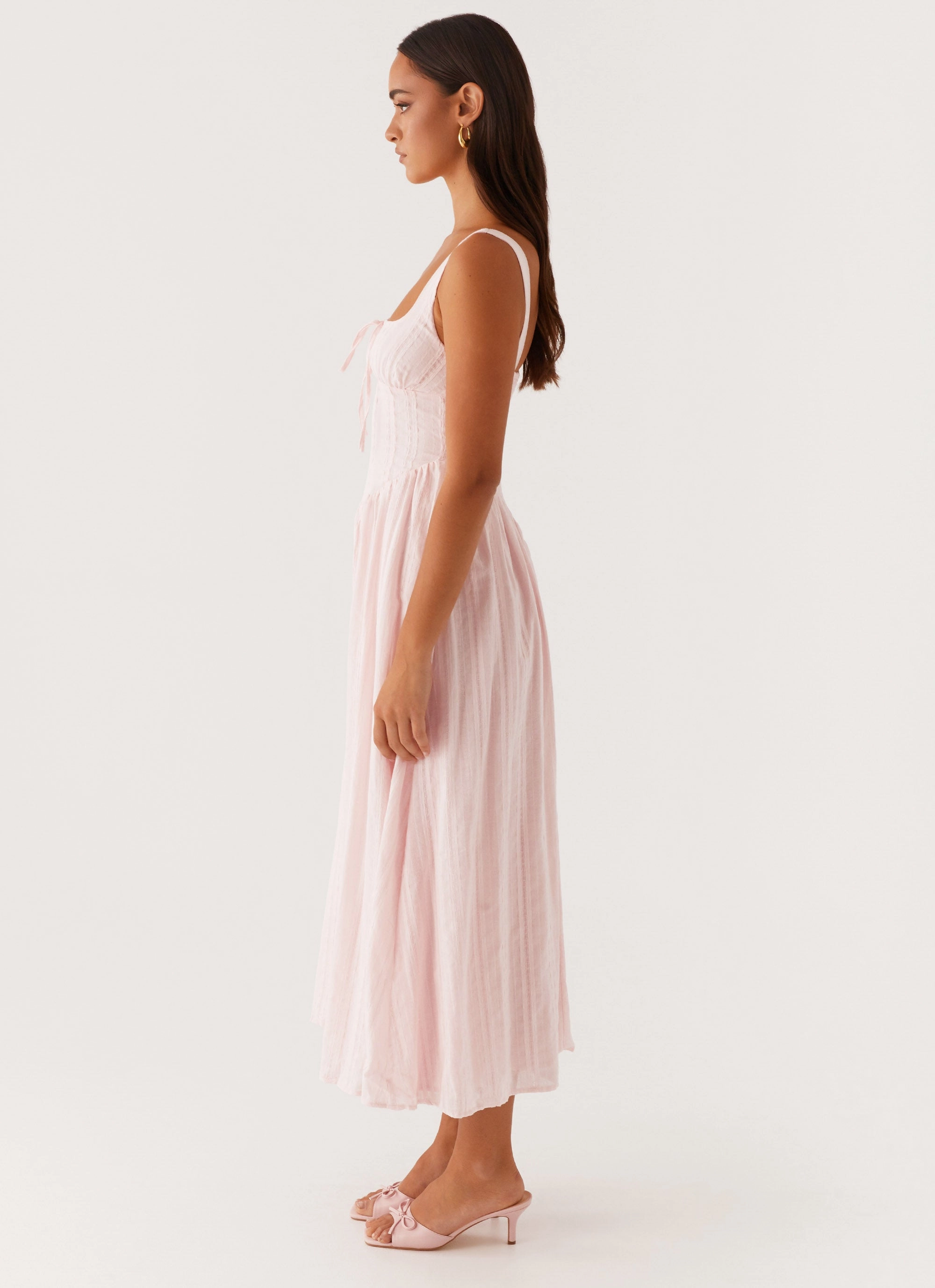 Pascuelle Midi Dress - Pink Grace Flow Retro Detail