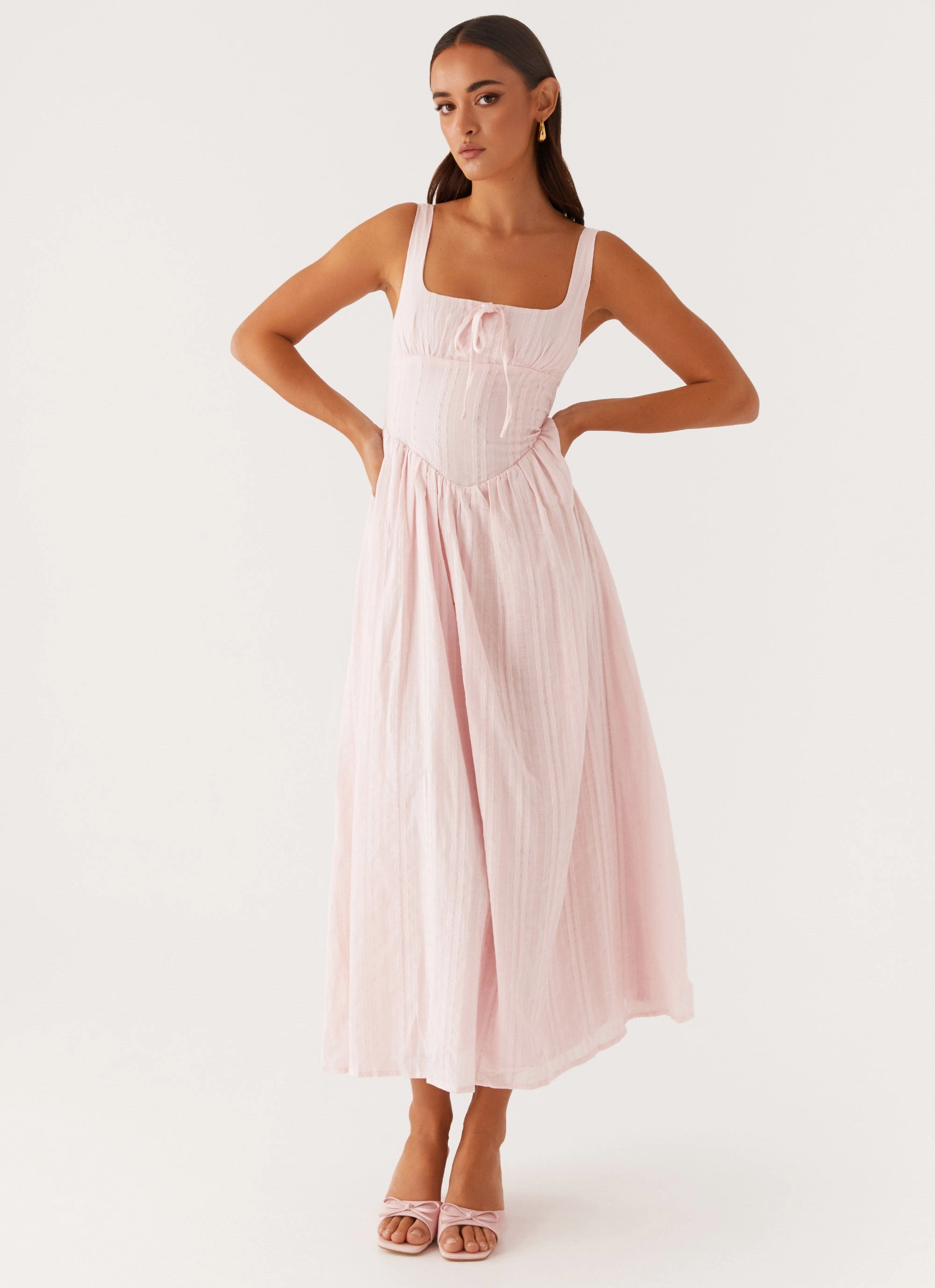 Casual Smart Cool Shape Pascuelle Midi Dress - Pink