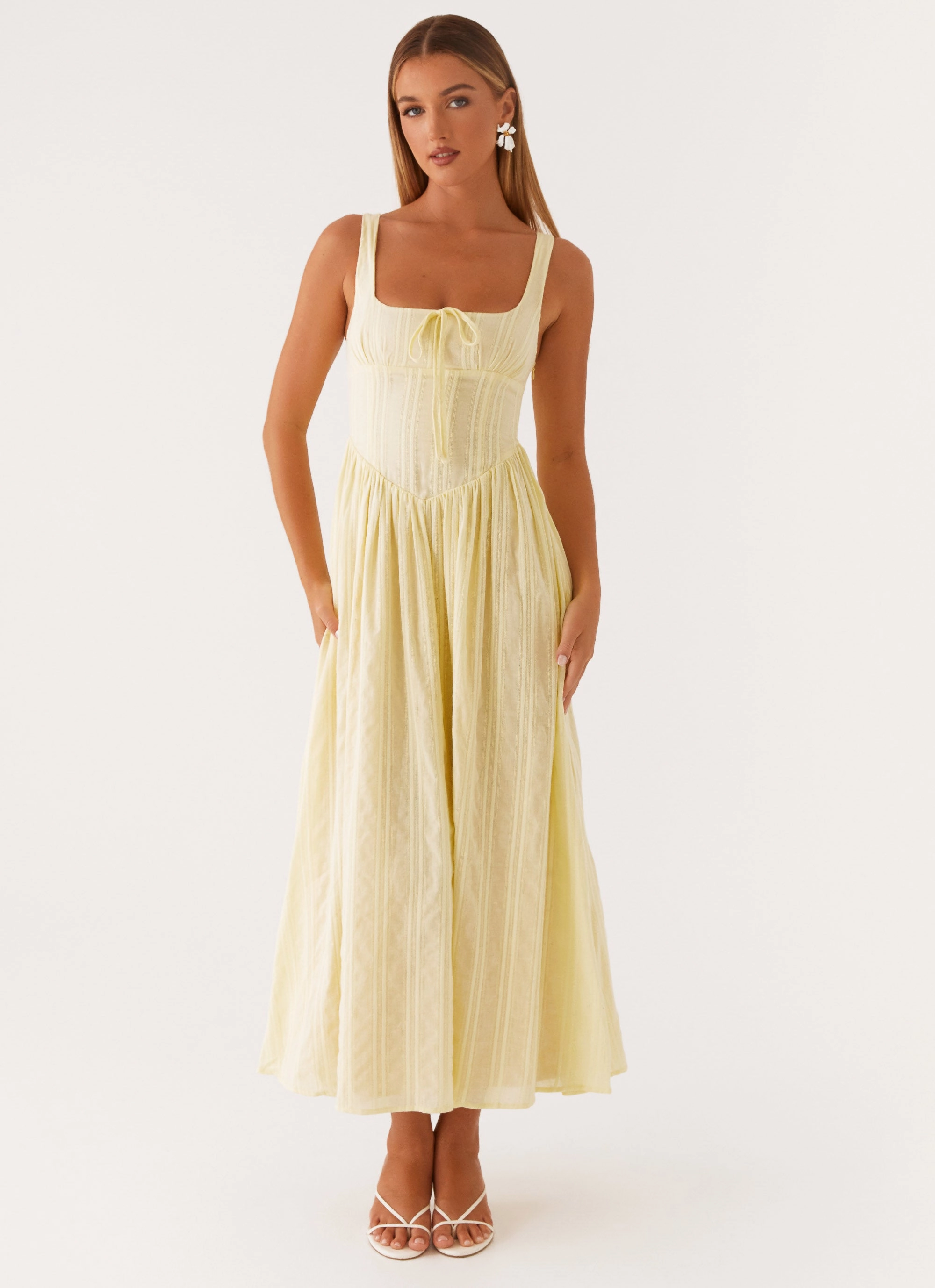 Pascuelle Midi Dress - Yellow Breeze Flow