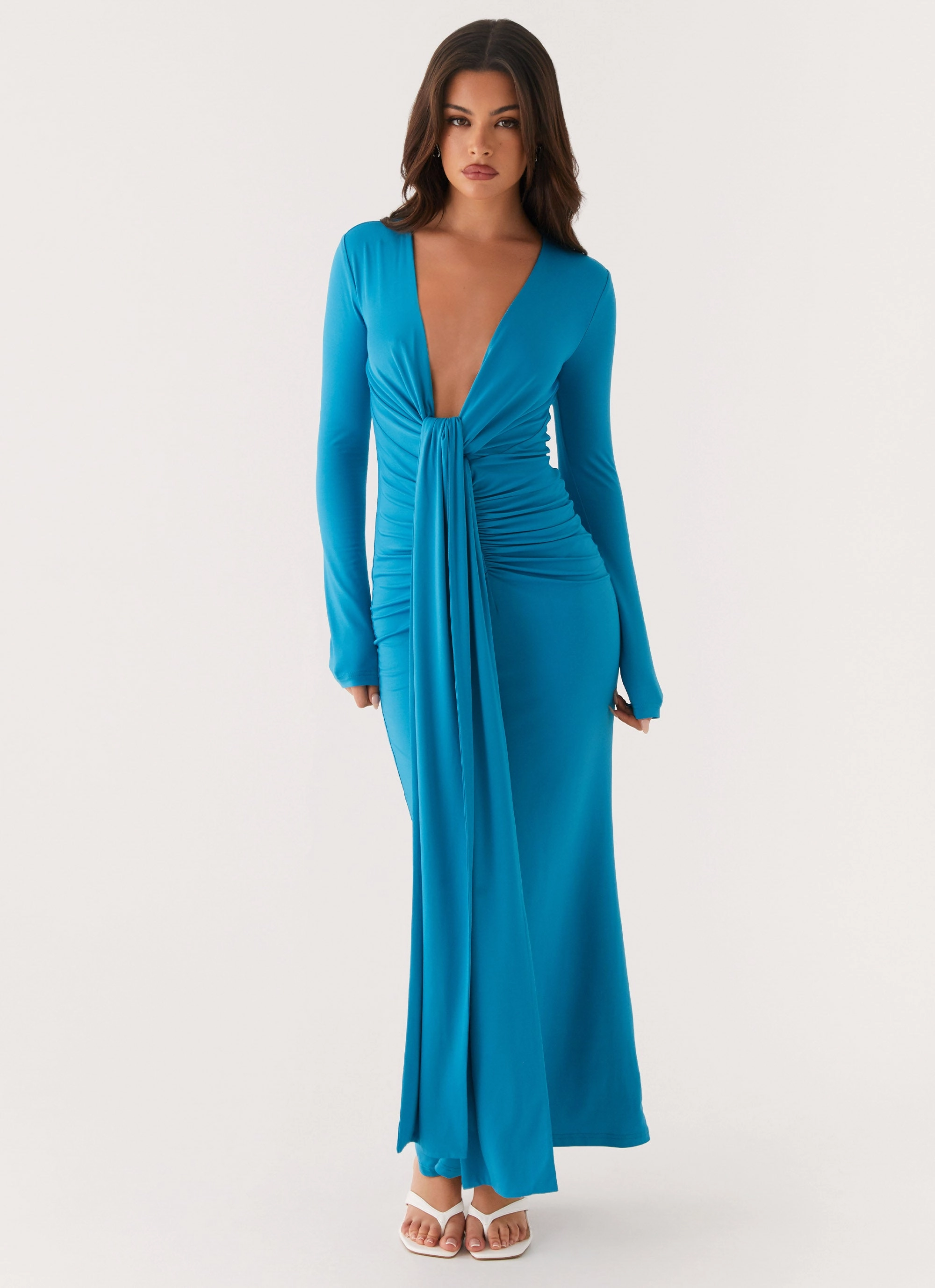 Miesha Long Sleeve Maxi Dress - Blue Timeless Fit Look