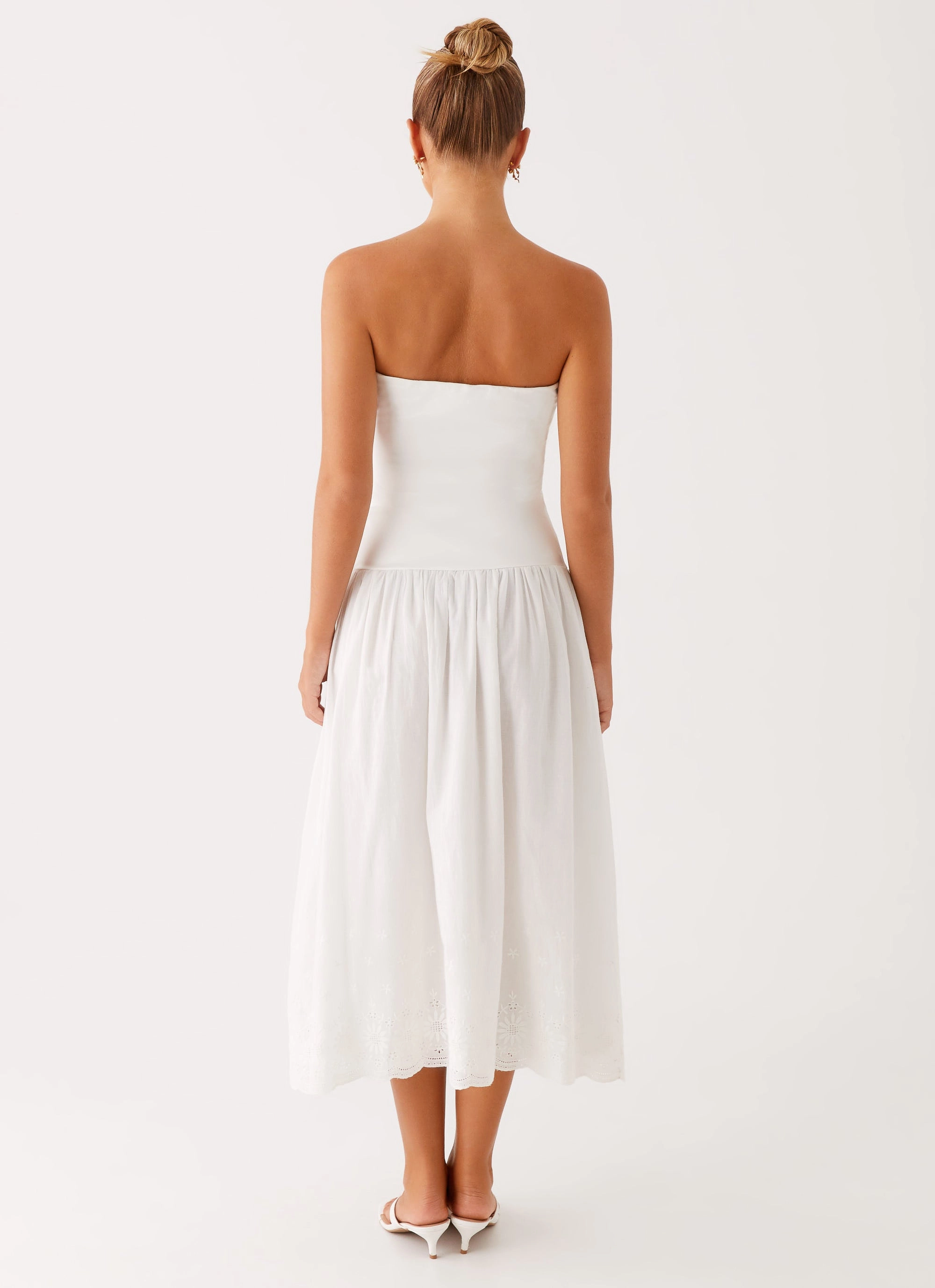 Cherry Skies Midi Dress - White Simple yet sophisticated gown Street Elegance