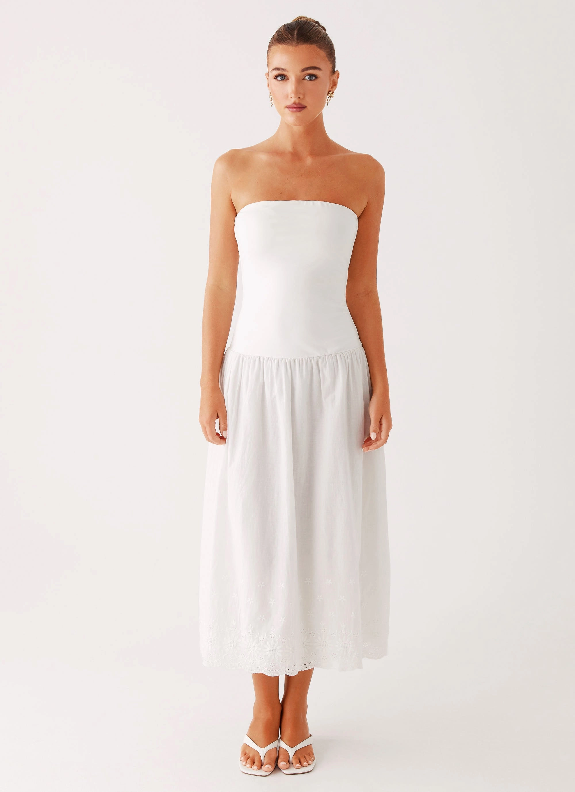 Refined Feel Cherry Skies Midi Dress - White