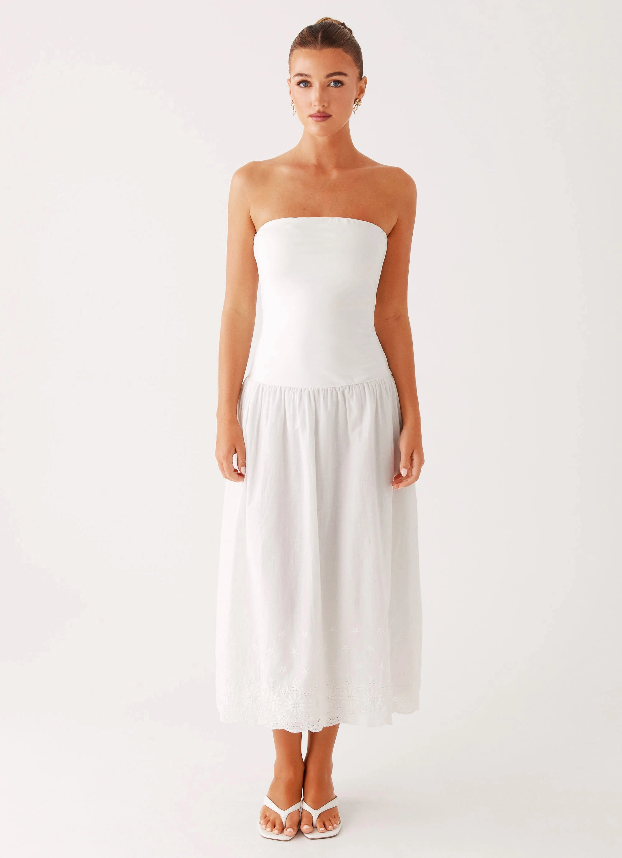 Light Fabrication Cherry Skies Midi Dress - White