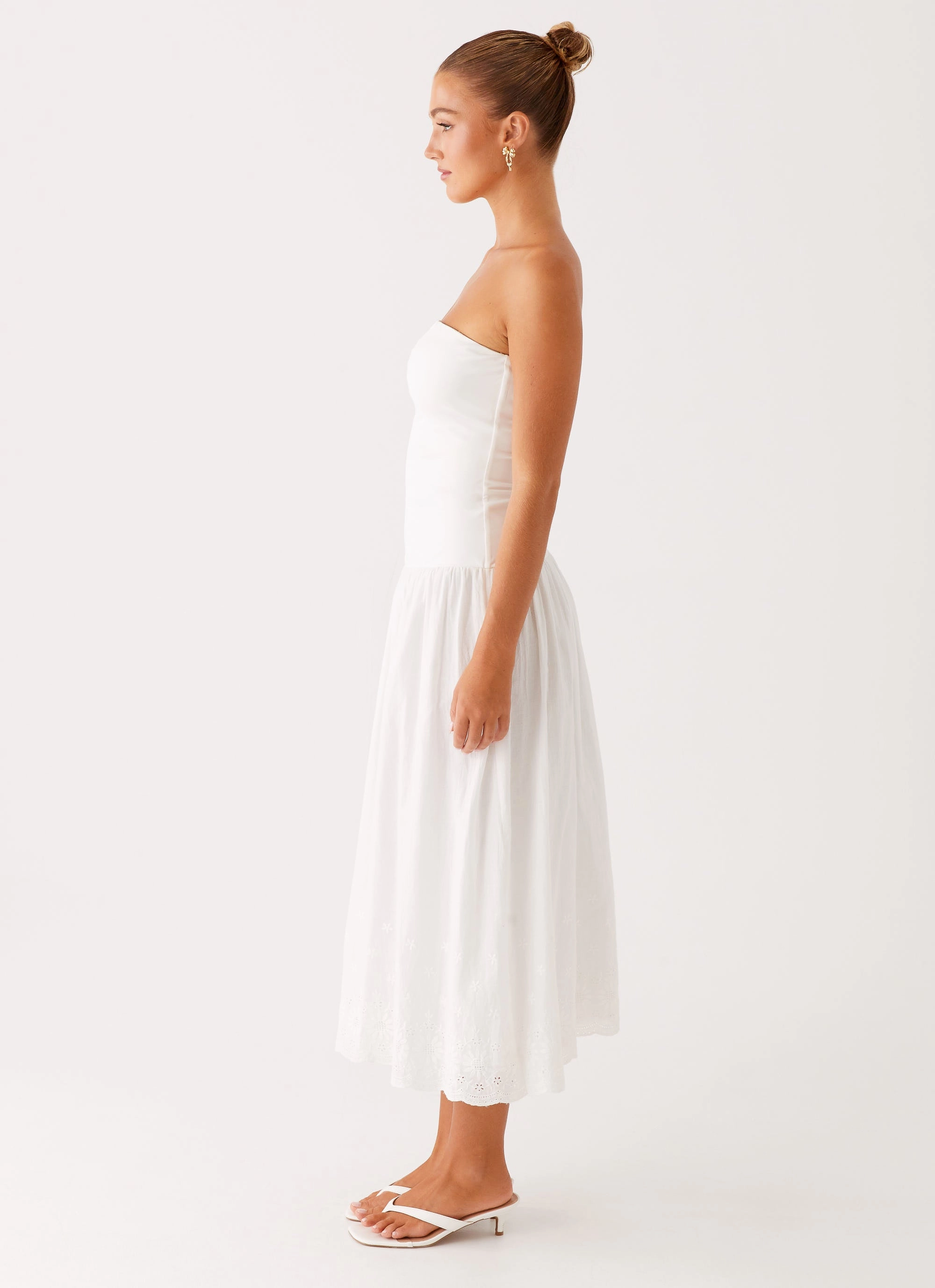 Cherry Skies Midi Dress - White Comfortable Fashion