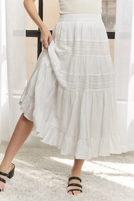 Outfit Focus PASTURE ELASTIC WAISTBAND TIERED MIDI SKIRT