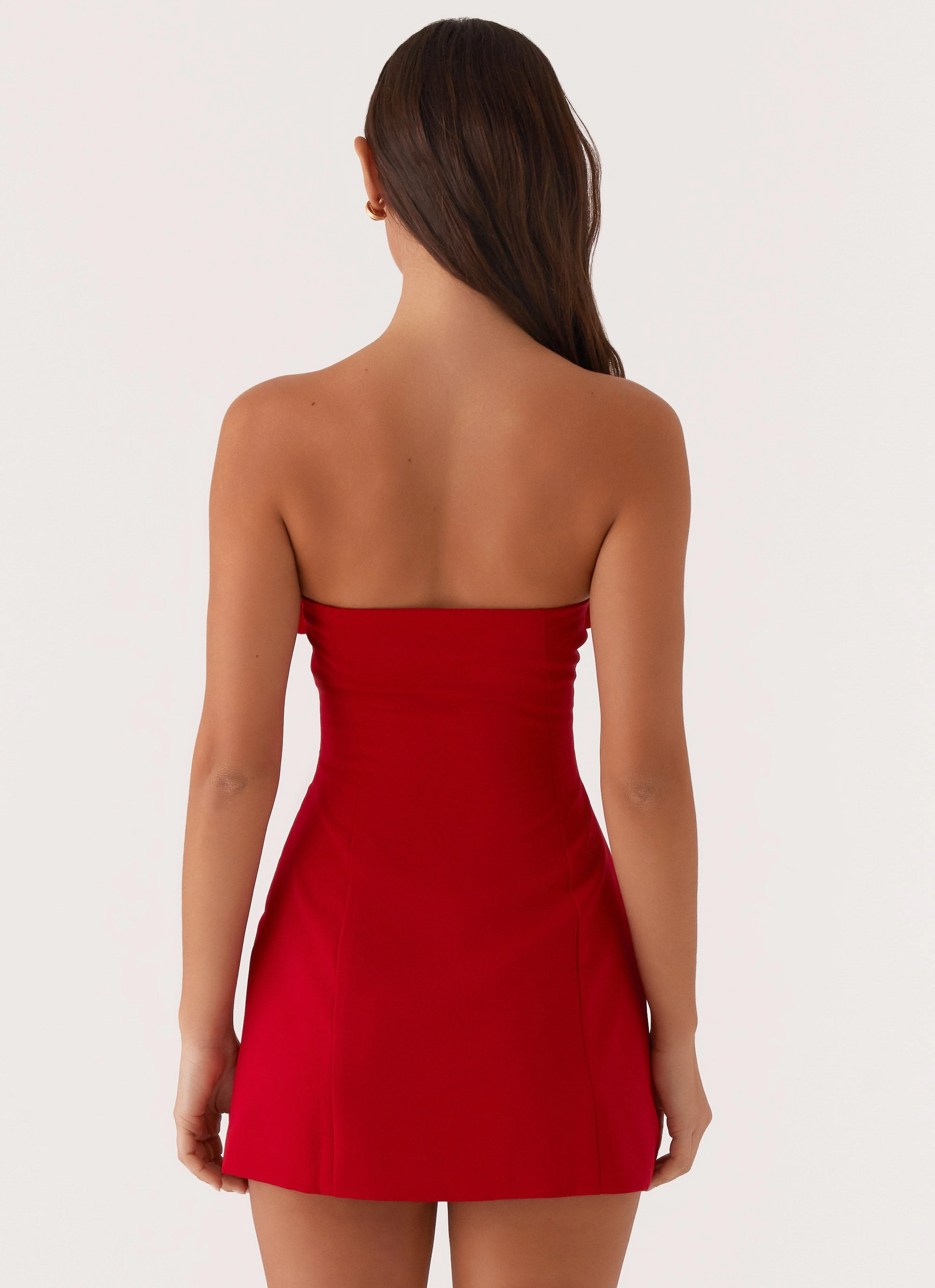 Patsie Strapless Mini Dress - Red Scandi Clean Elegant Detail