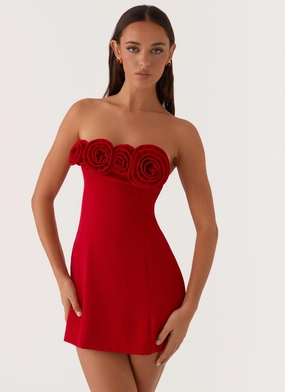 Patsie Strapless Mini Dress - Red Simple Style