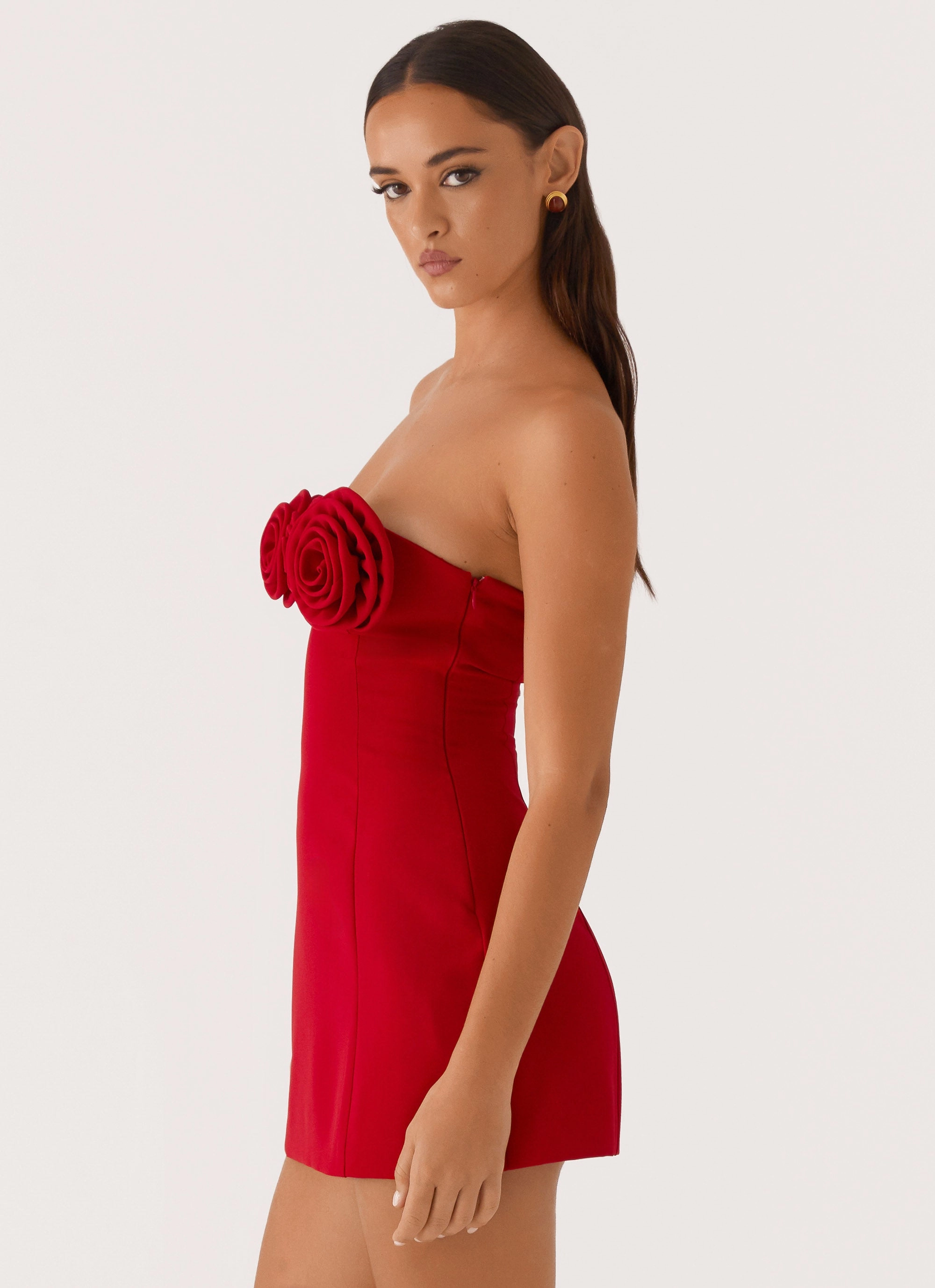 Minimal Details Patsie Strapless Mini Dress - Red