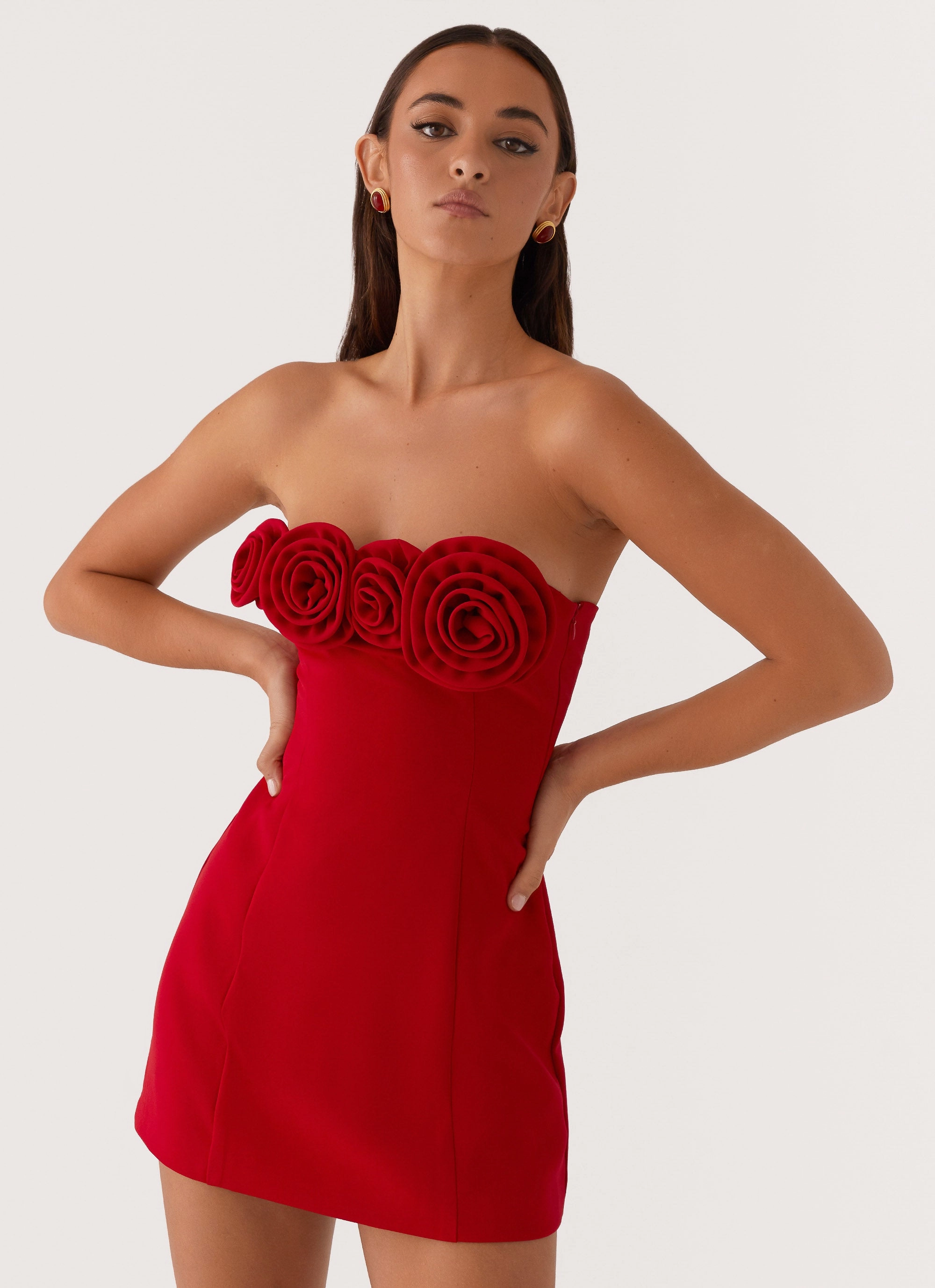 Patsie Strapless Mini Dress - Red All Wear
