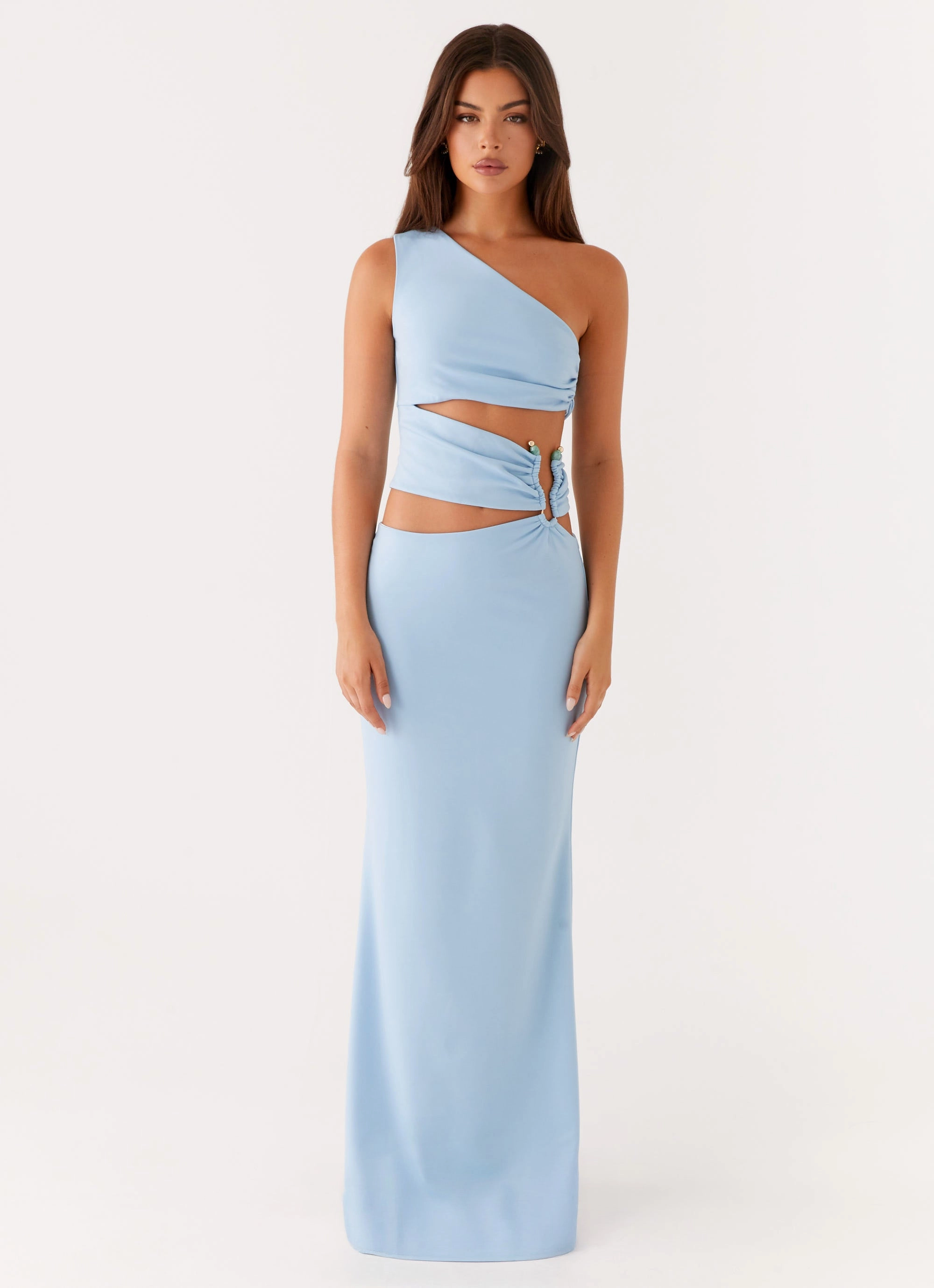 Laylani Cut Out Maxi Dress - Blue Travel Staple