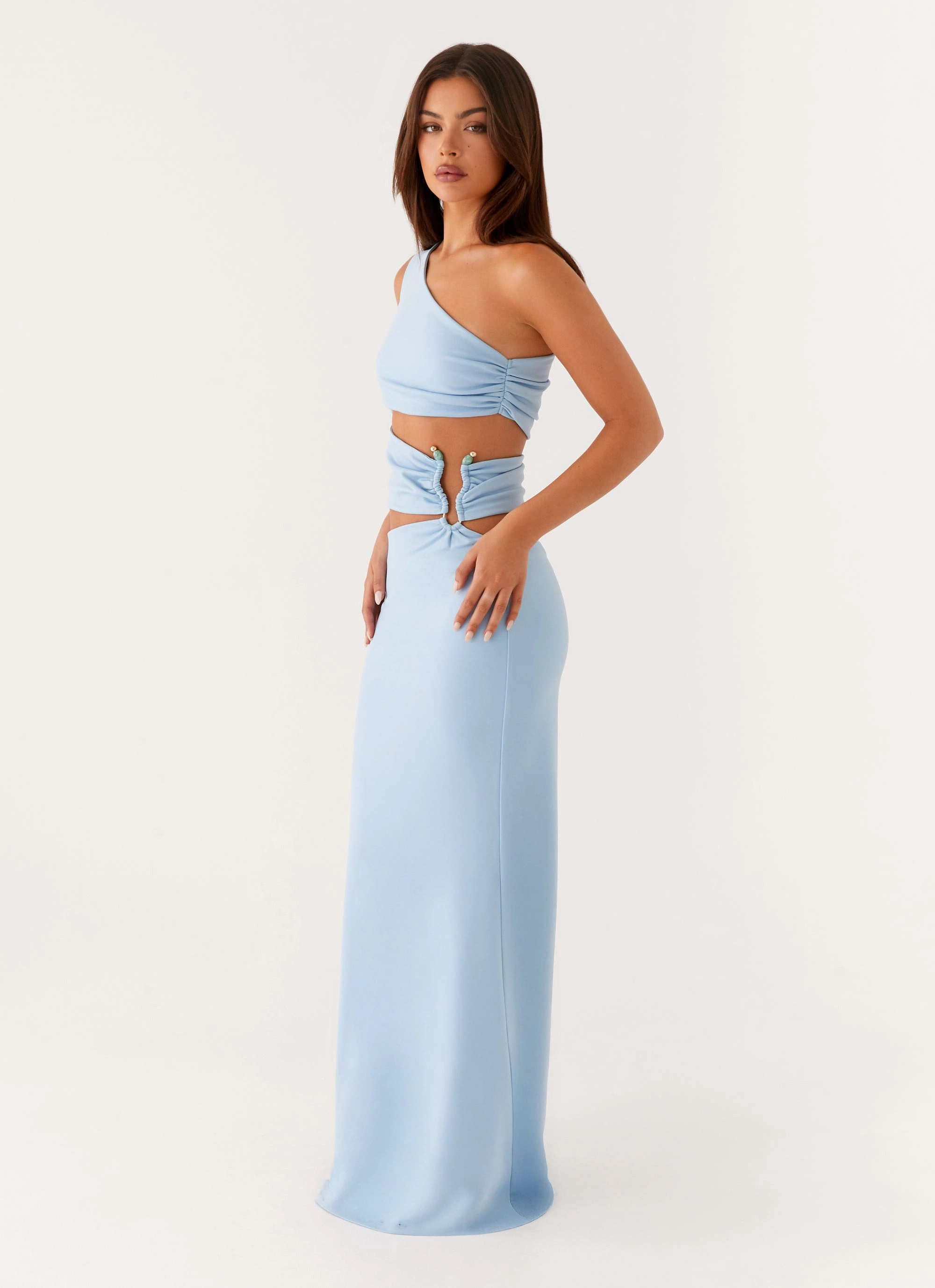 Lace Detail Laylani Cut Out Maxi Dress - Blue