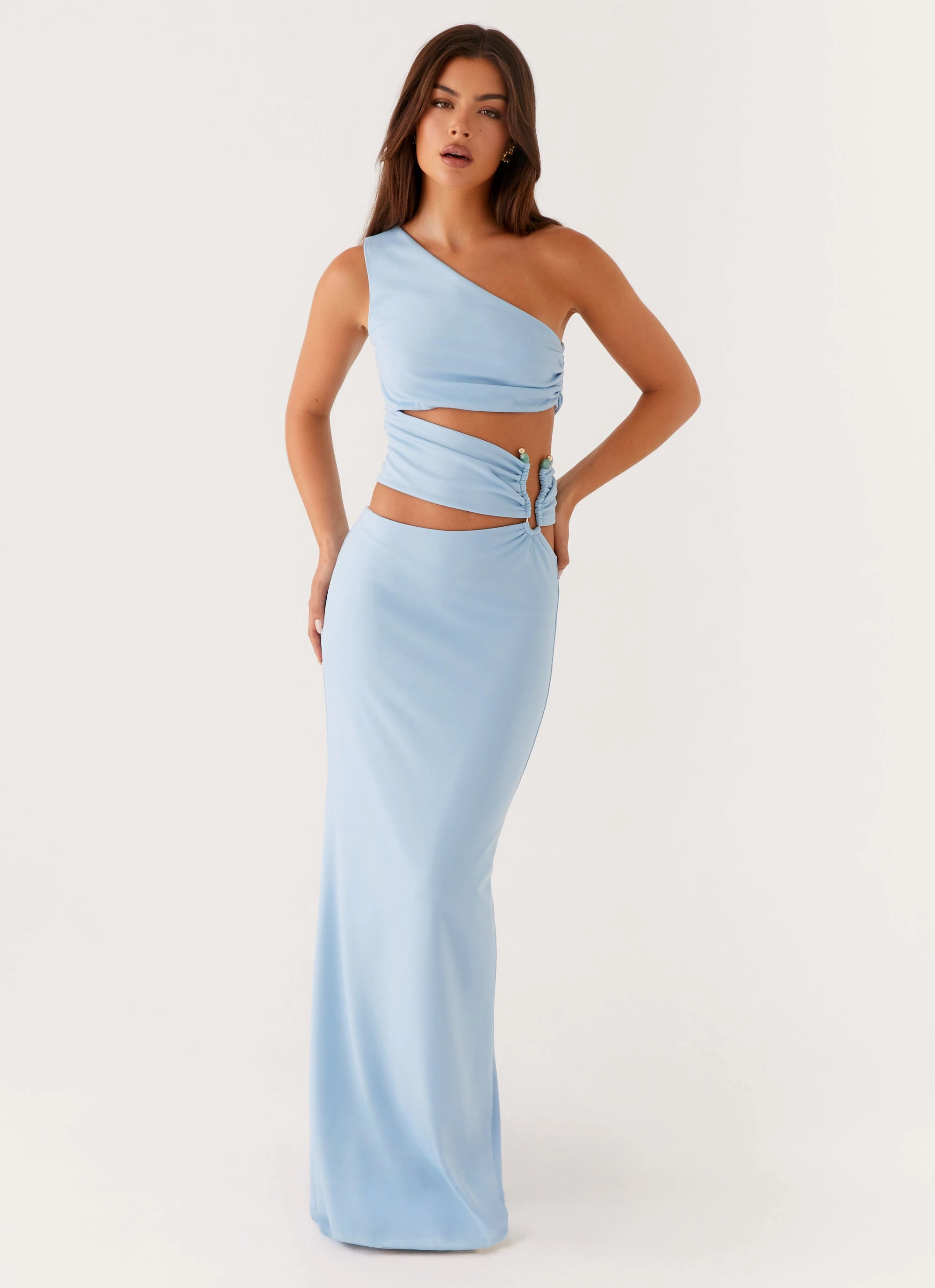 Laylani Cut Out Maxi Dress - Blue Fashion Layers