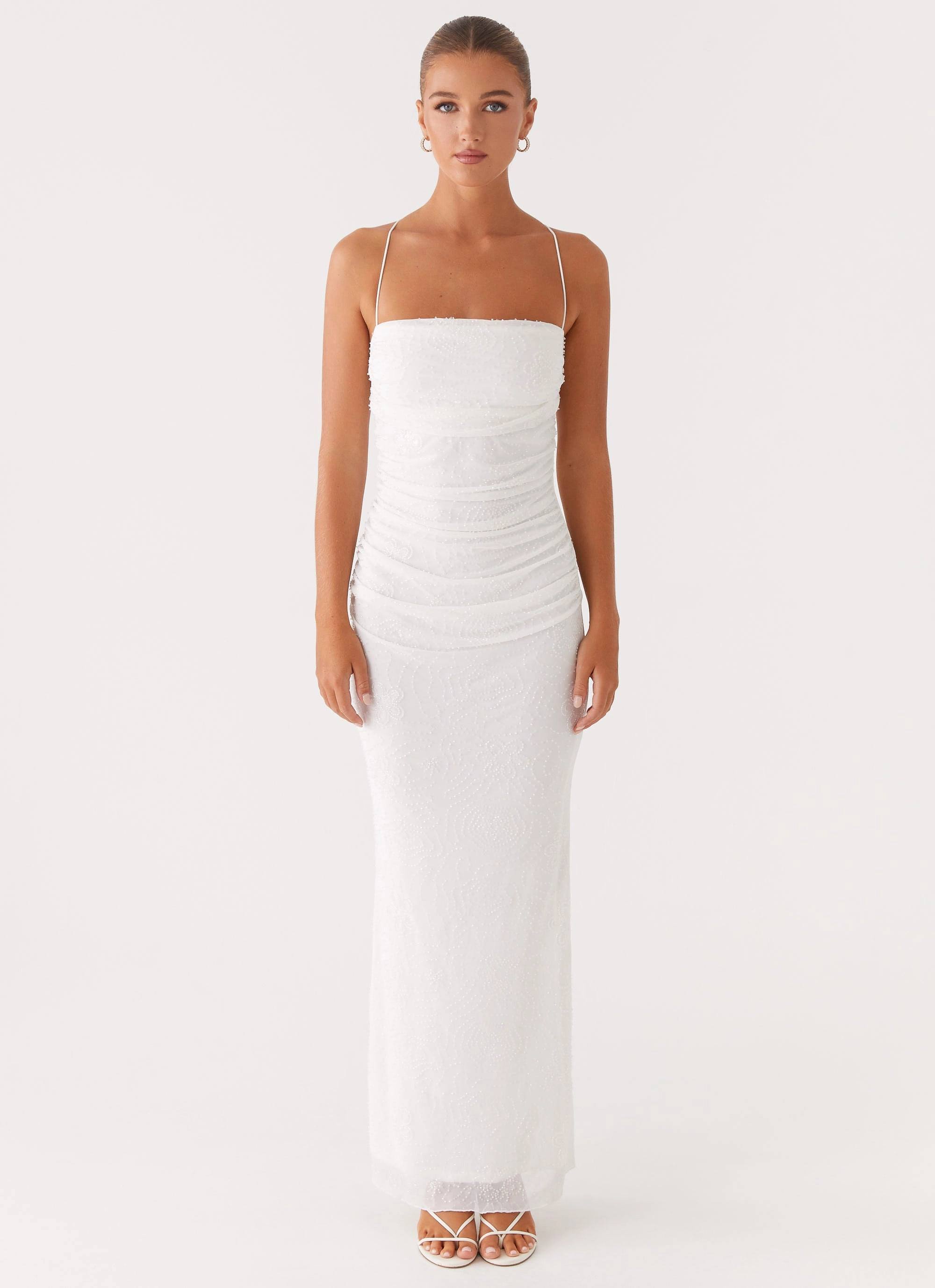 Vibrant Movement Comfy Yet Stylish Paxton Beaded Maxi Dress - White