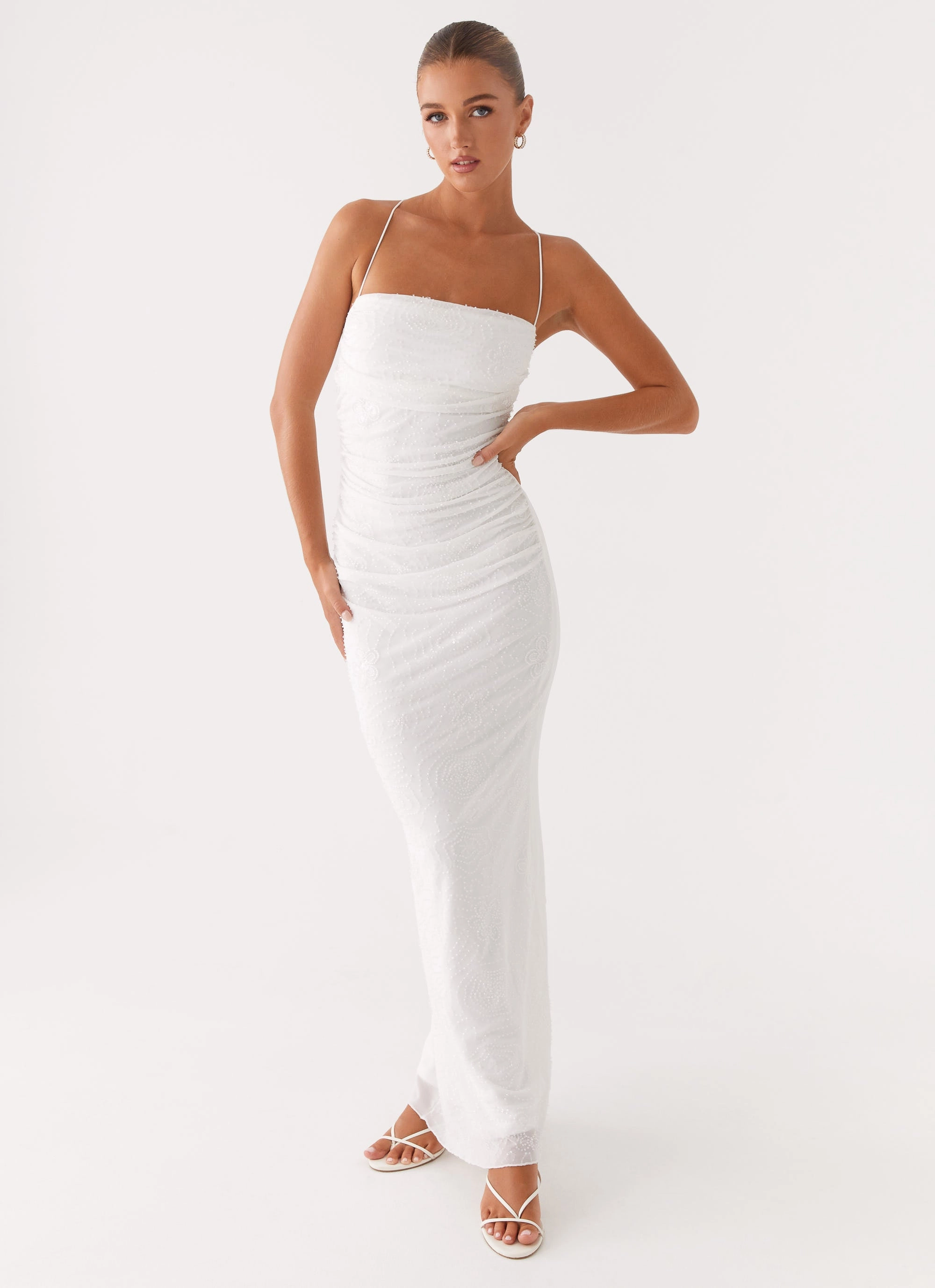 QuickReleaseClasp Summer Ready Paxton Beaded Maxi Dress - White