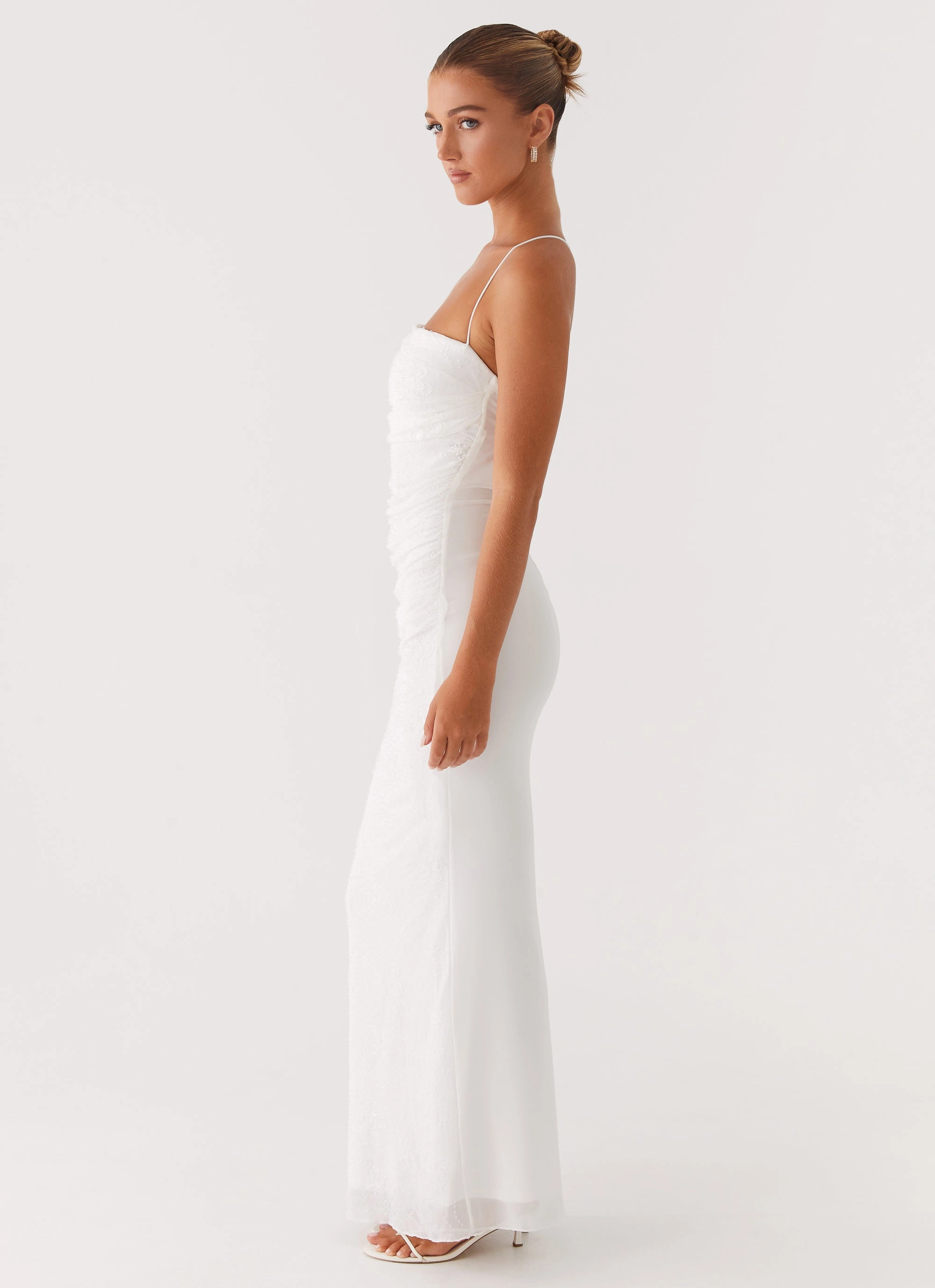Tailored Comfort Paxton Beaded Maxi Dress - White