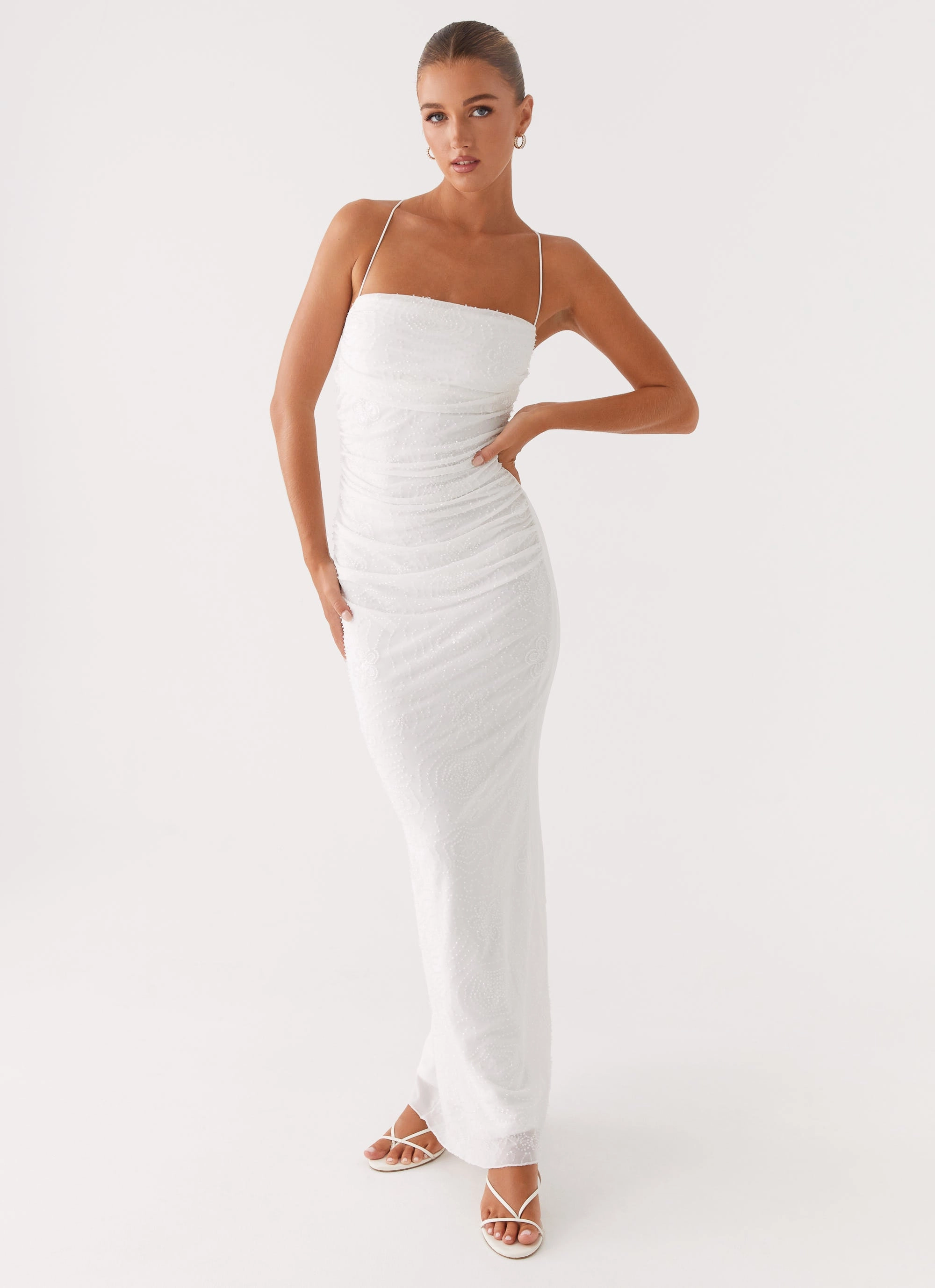 Paxton Beaded Maxi Dress - White Chic Comfort Mood Flex