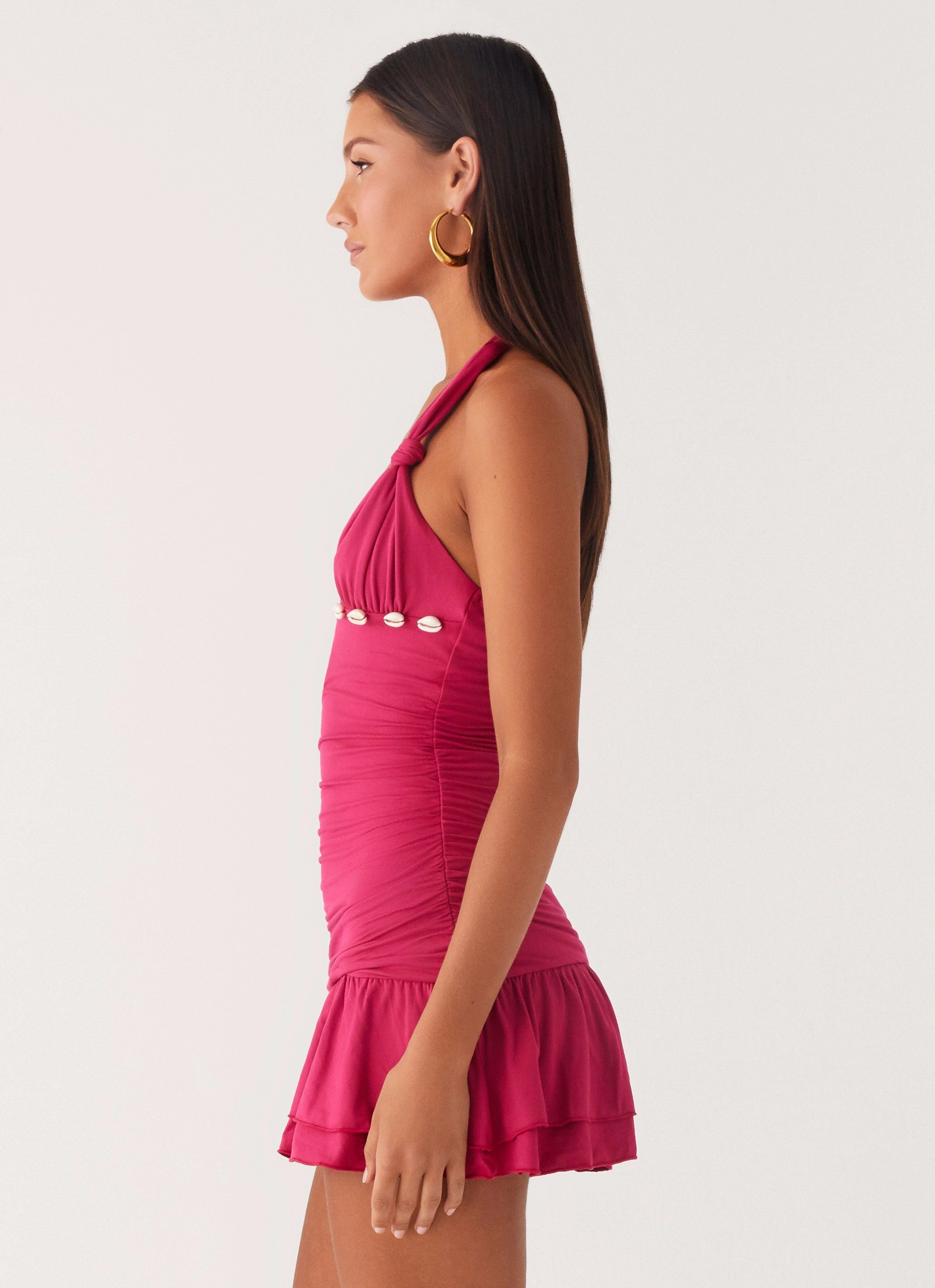 Versatile Comfort Payback Shell Trim Mini Dress - Fuchsia