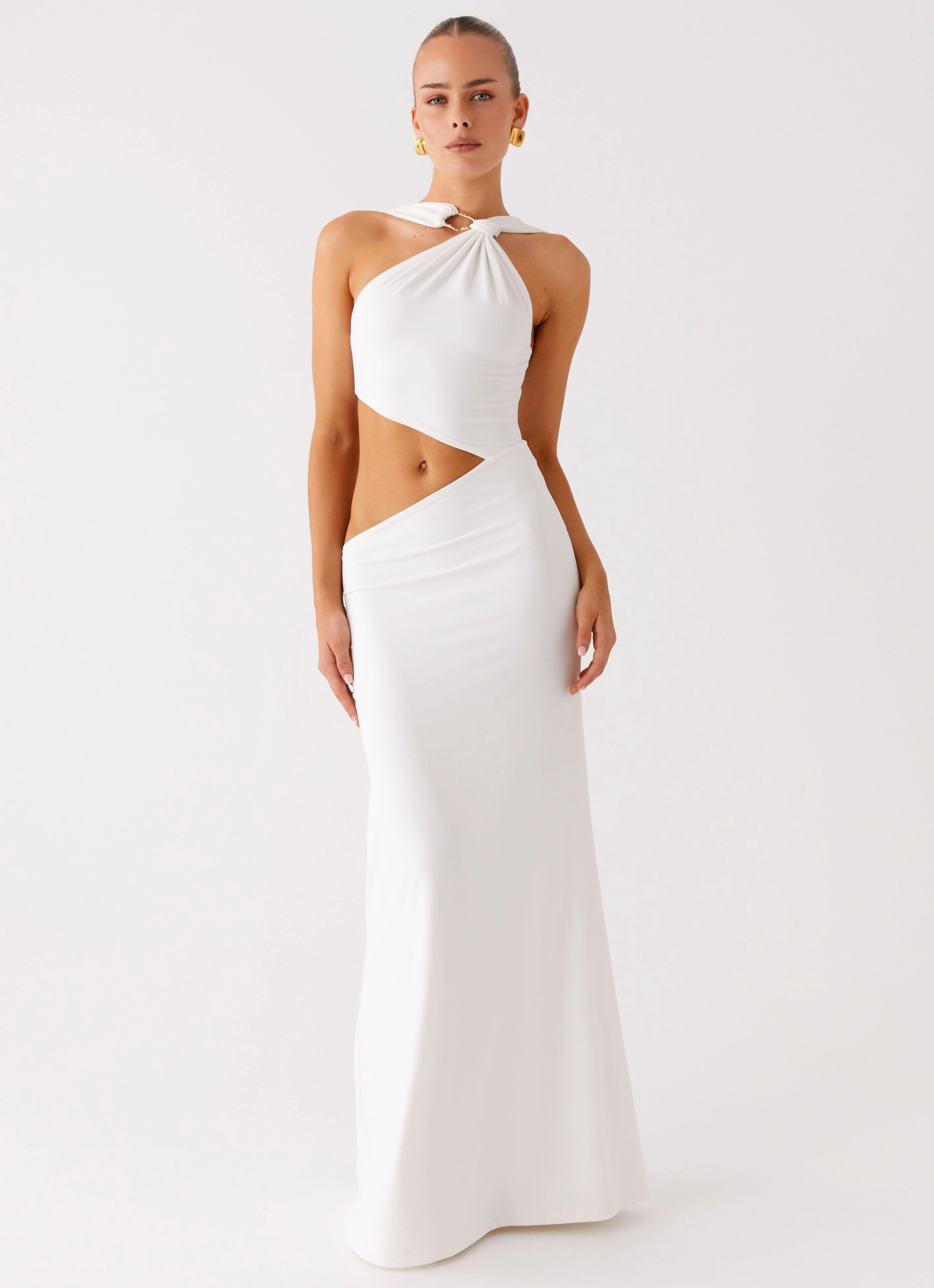 AntiStaticMaterial Contemporary Layer Juliander Knot Maxi Dress - White