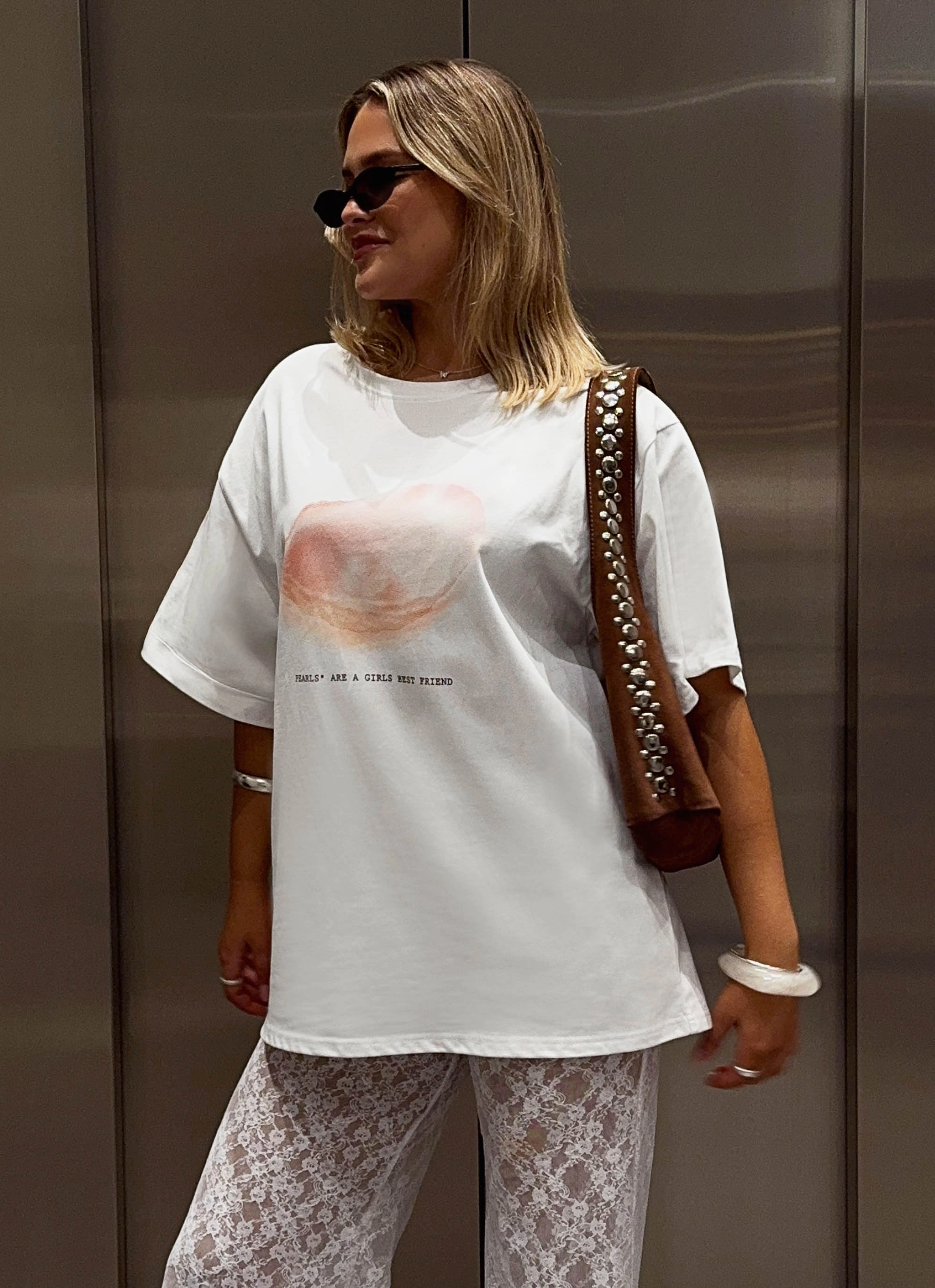 NonScratchyLining Pearl Oversized Tee - White