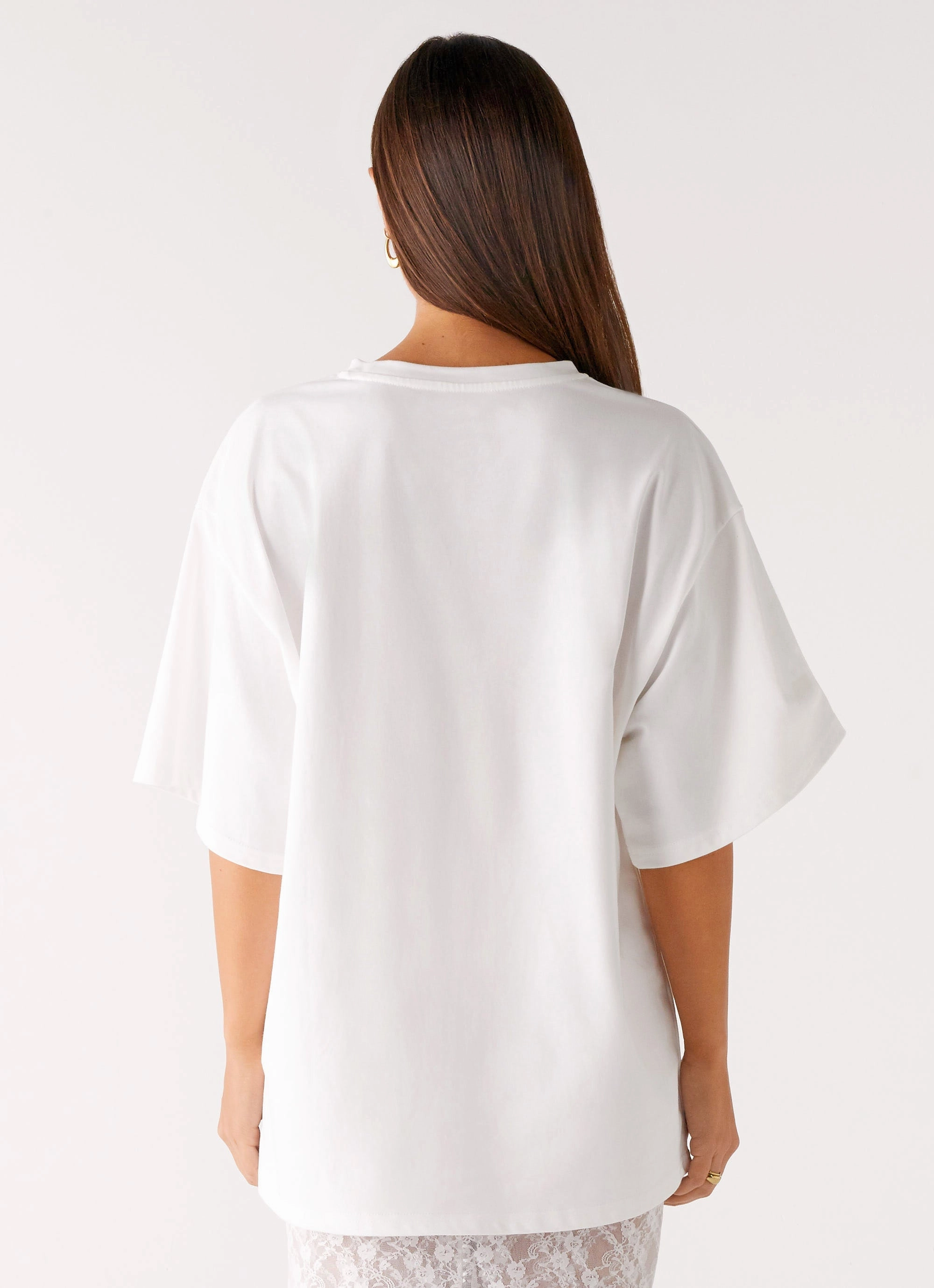 Pearl Oversized Tee - White MultipanelLayout Smooth Stitching