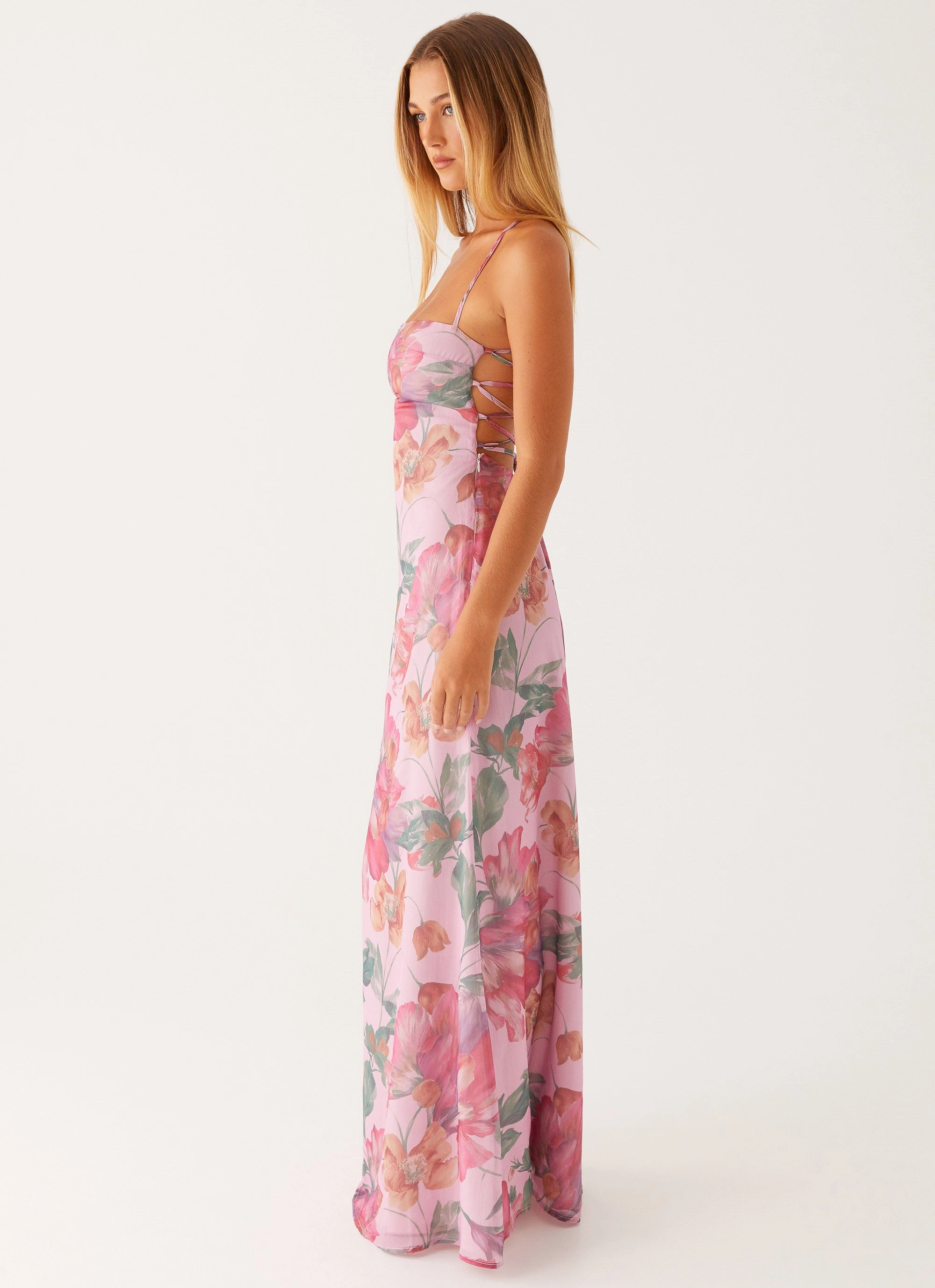 Back-Pocket Peggy Maxi Dress - Pink Floral