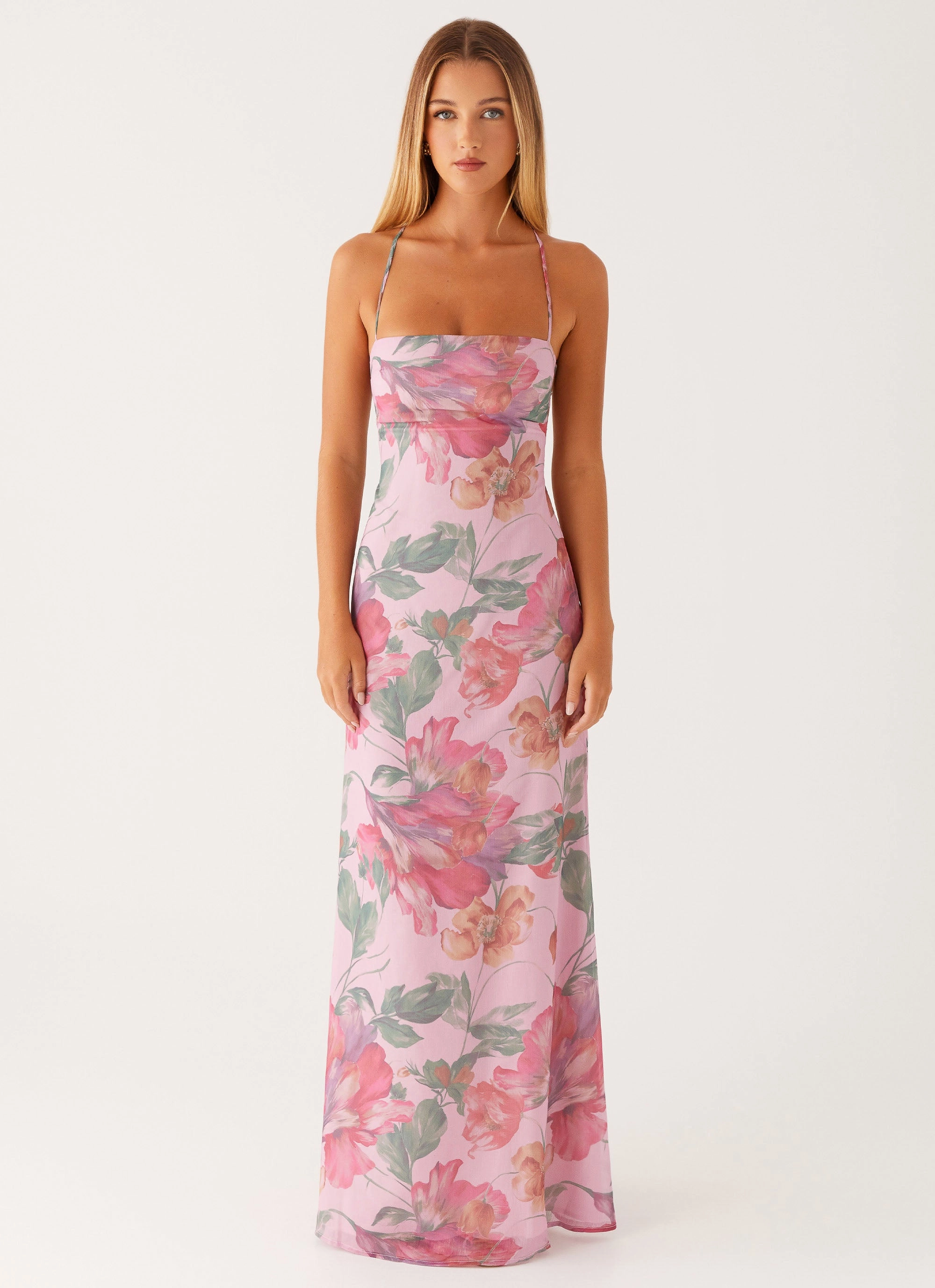 Peggy Maxi Dress - Pink Floral Everyday Comfort Urban Minimalism