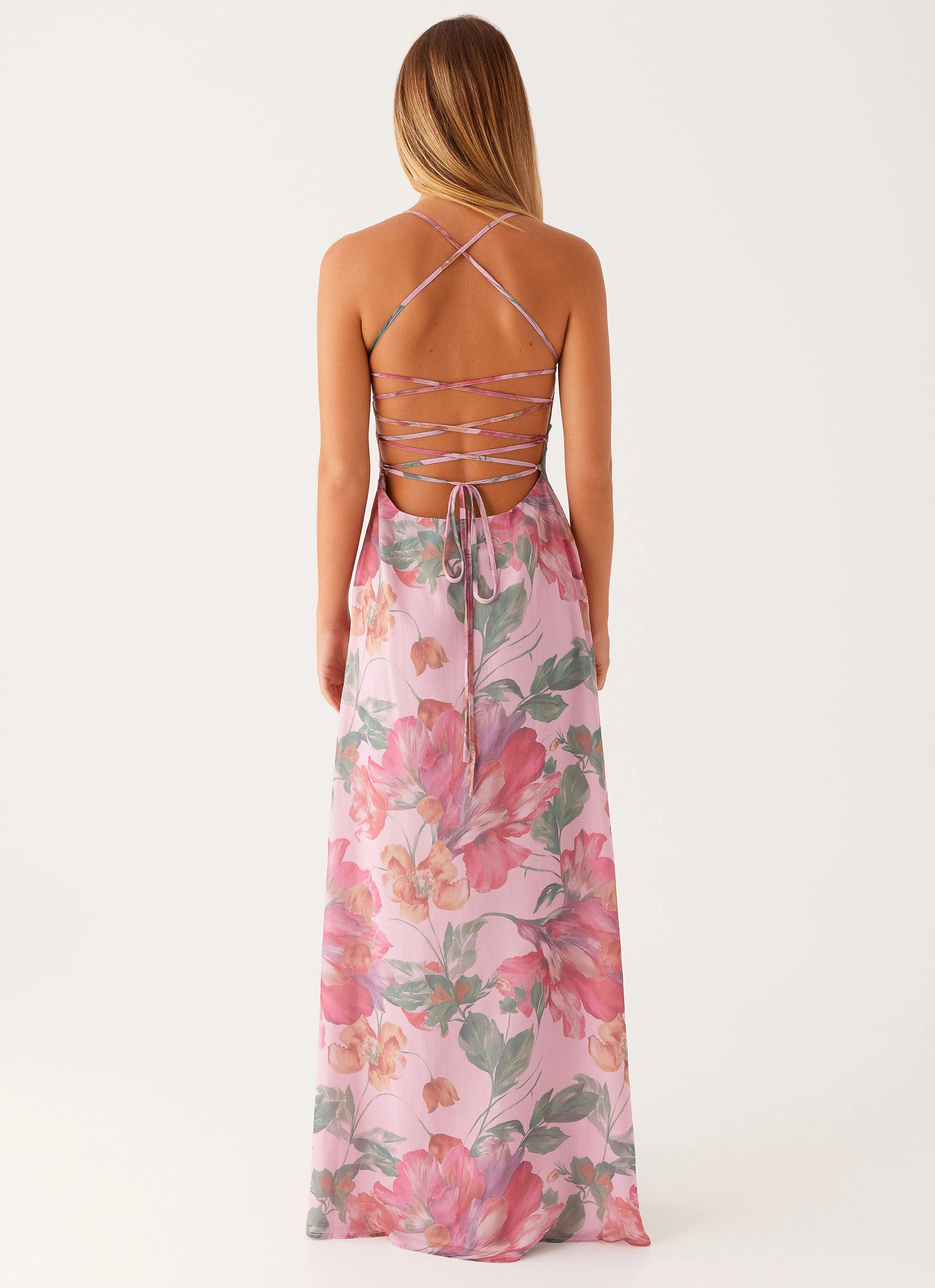 Peggy Maxi Dress - Pink Floral Quick Glam Body Positive