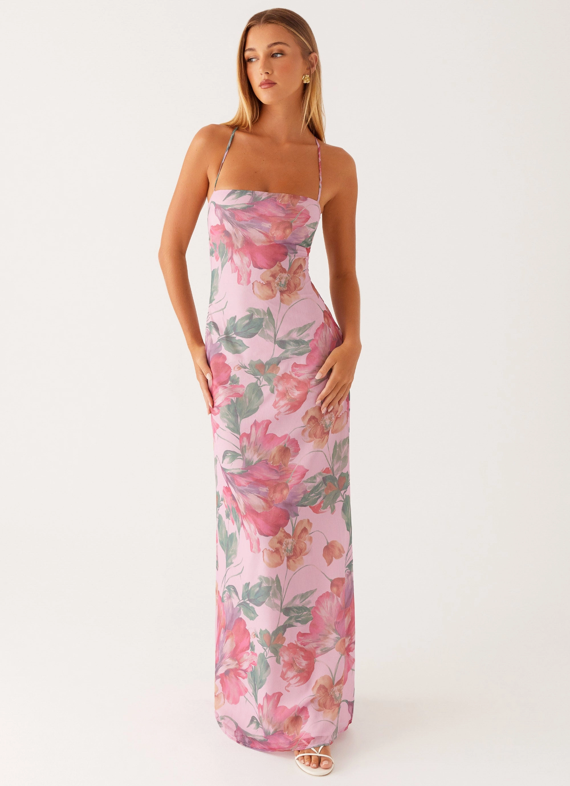Peggy Maxi Dress - Pink Floral Daily Mood Weekend Ready