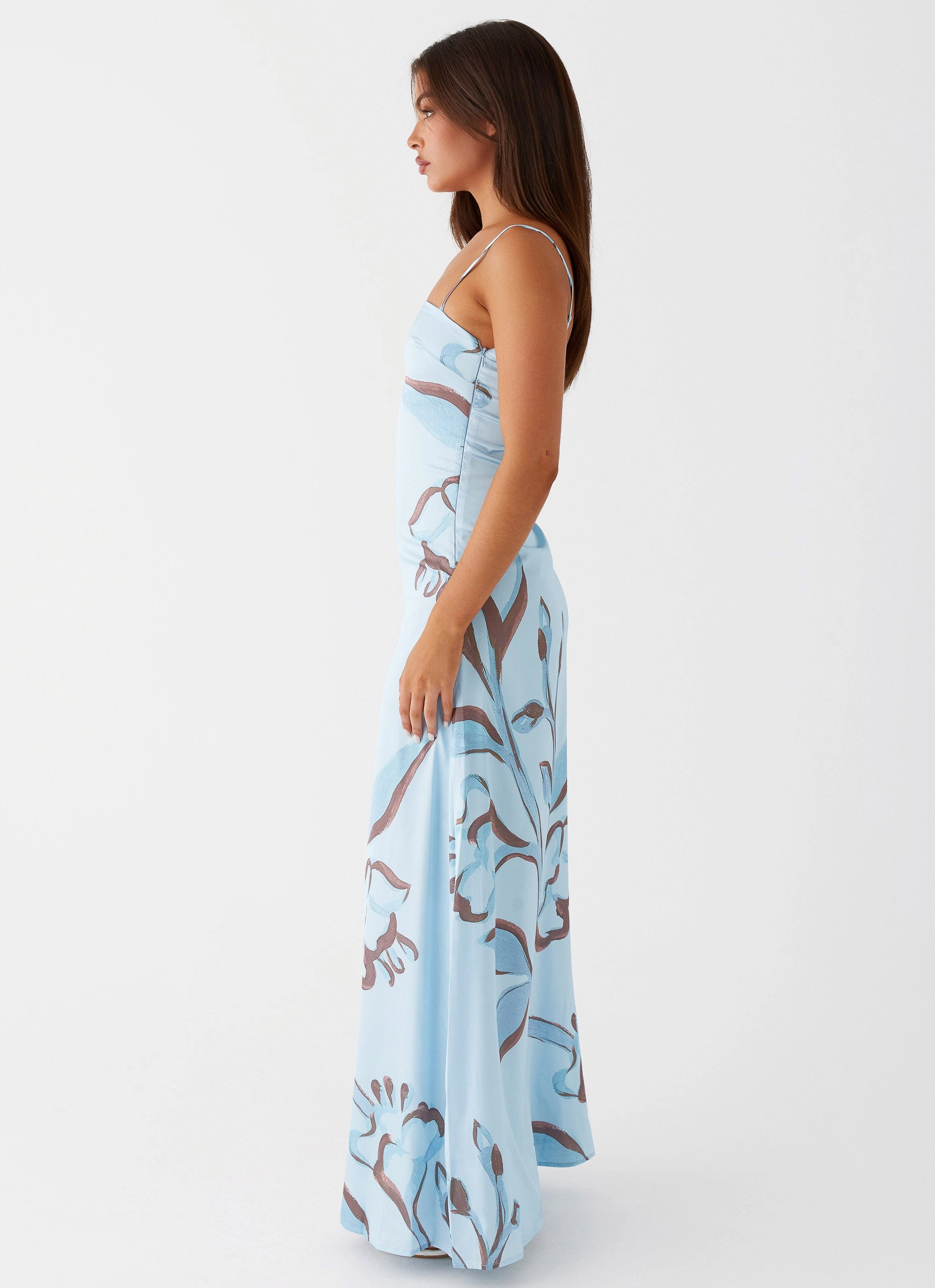 Smart Shape Bohemian style Aster Bloom Maxi Dress - Blue Floral