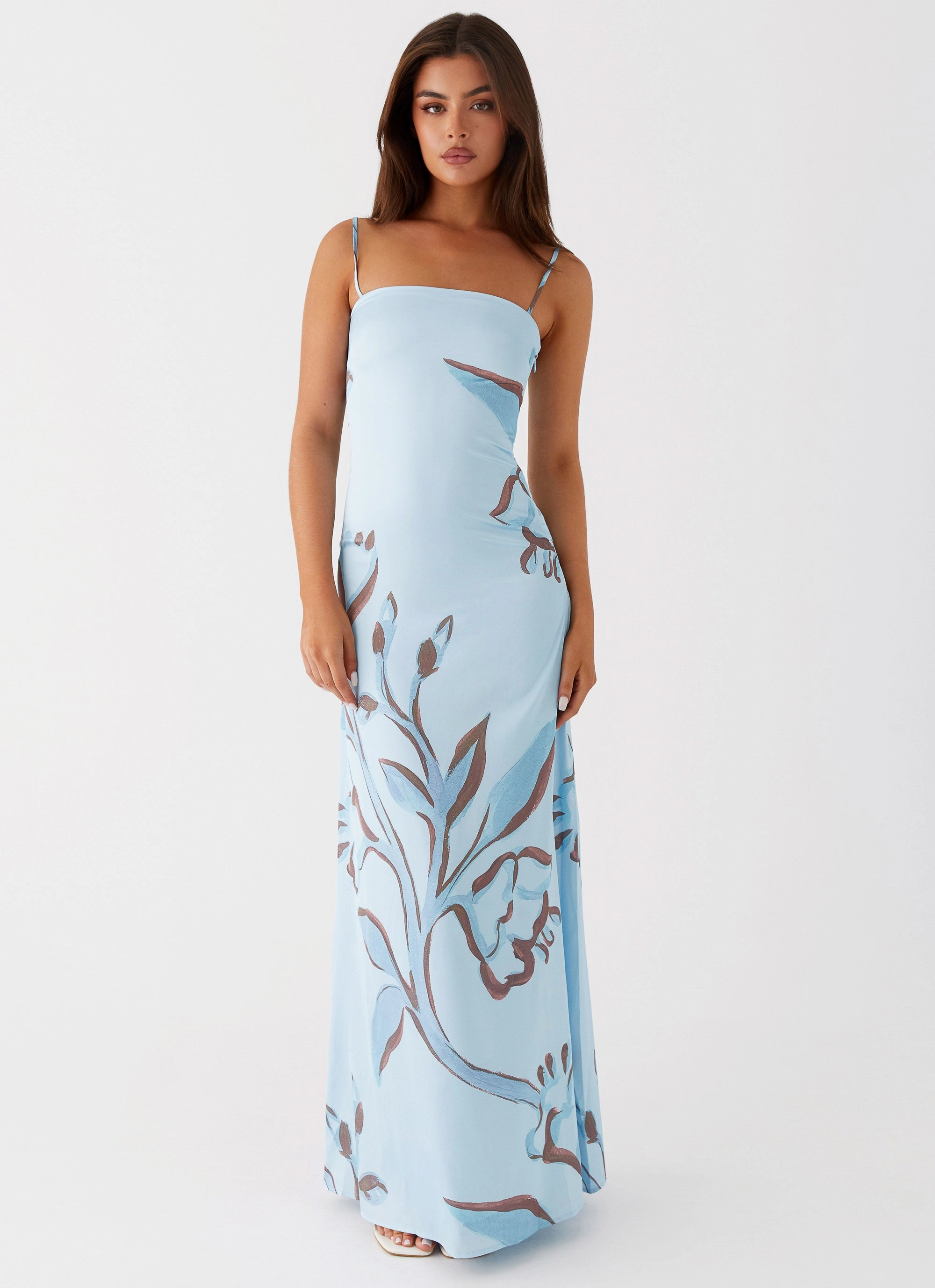 Aster Bloom Maxi Dress - Blue Floral Easy Comfort