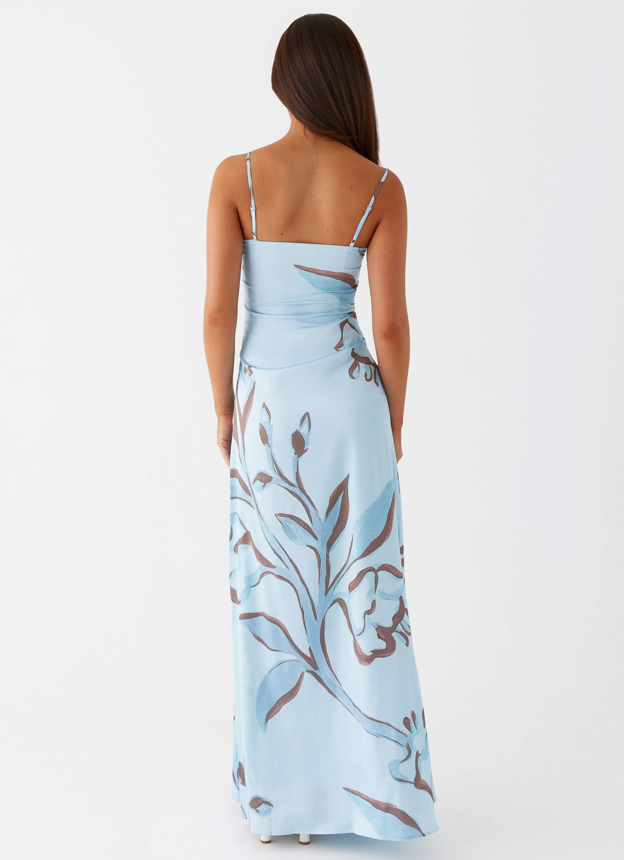 Aster Bloom Maxi Dress - Blue Floral Pure Elegance