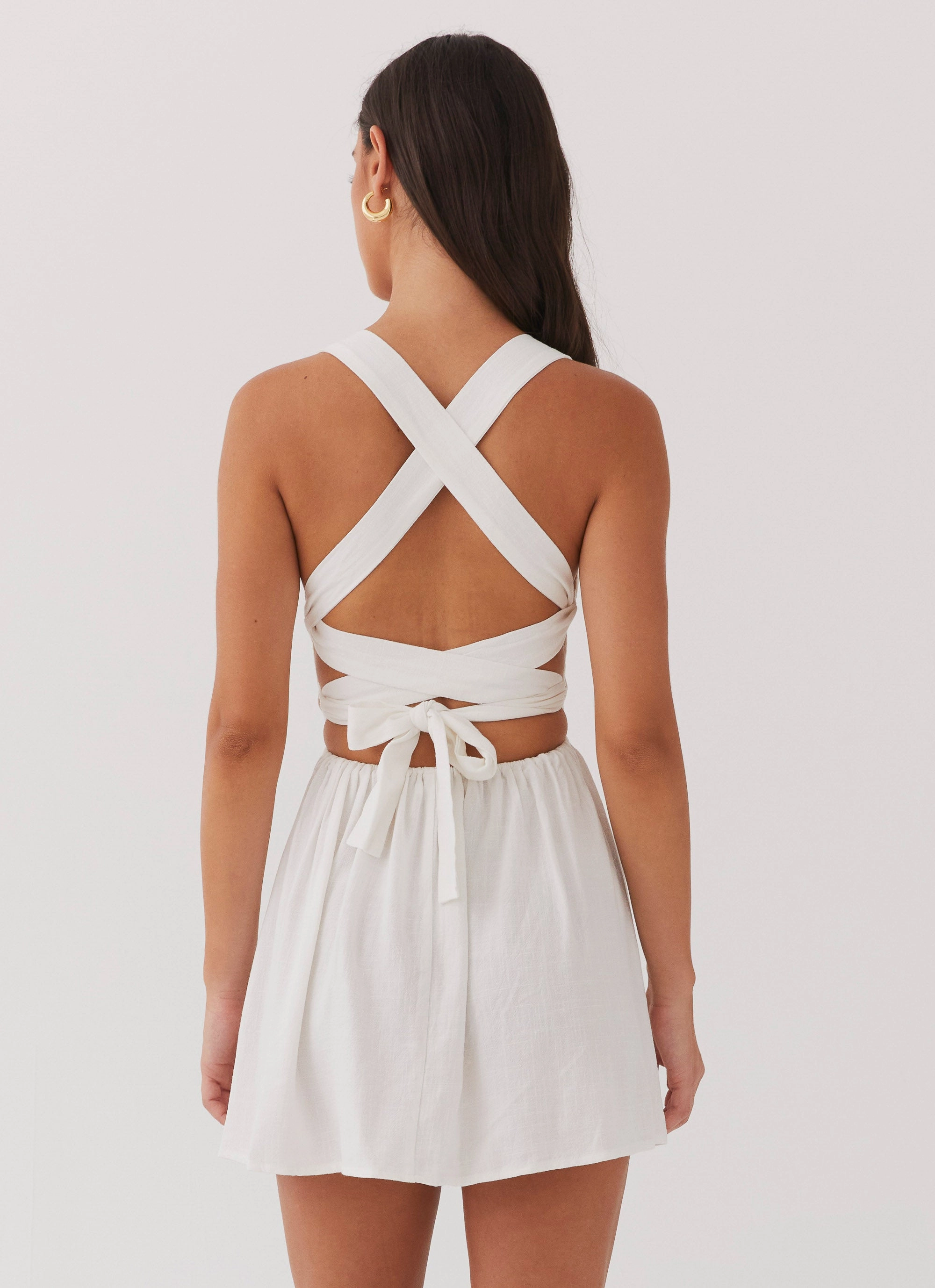 Penelope Linen Mini Dress - Ivory All-season garment Contemporary Vibe