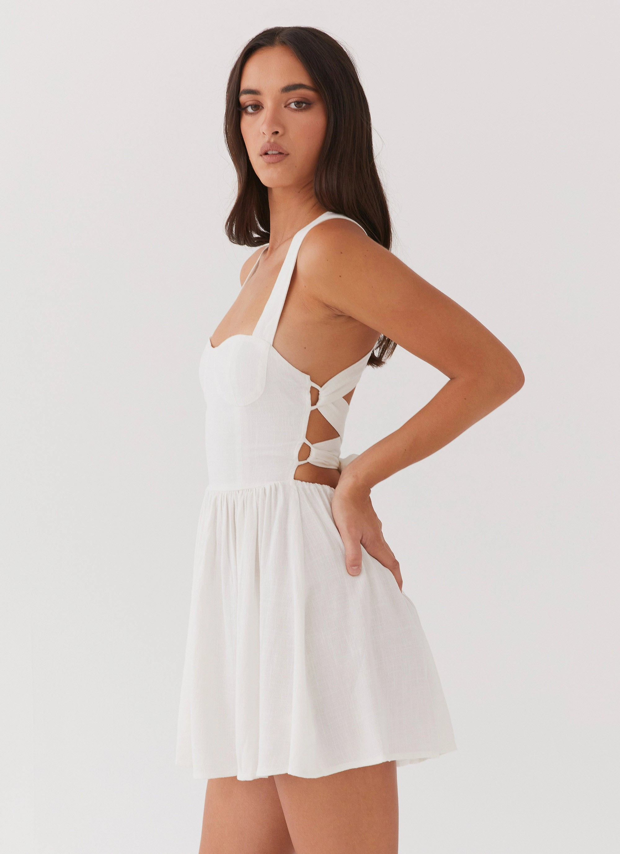Penelope Linen Mini Dress - Ivory Family Joy London Edge