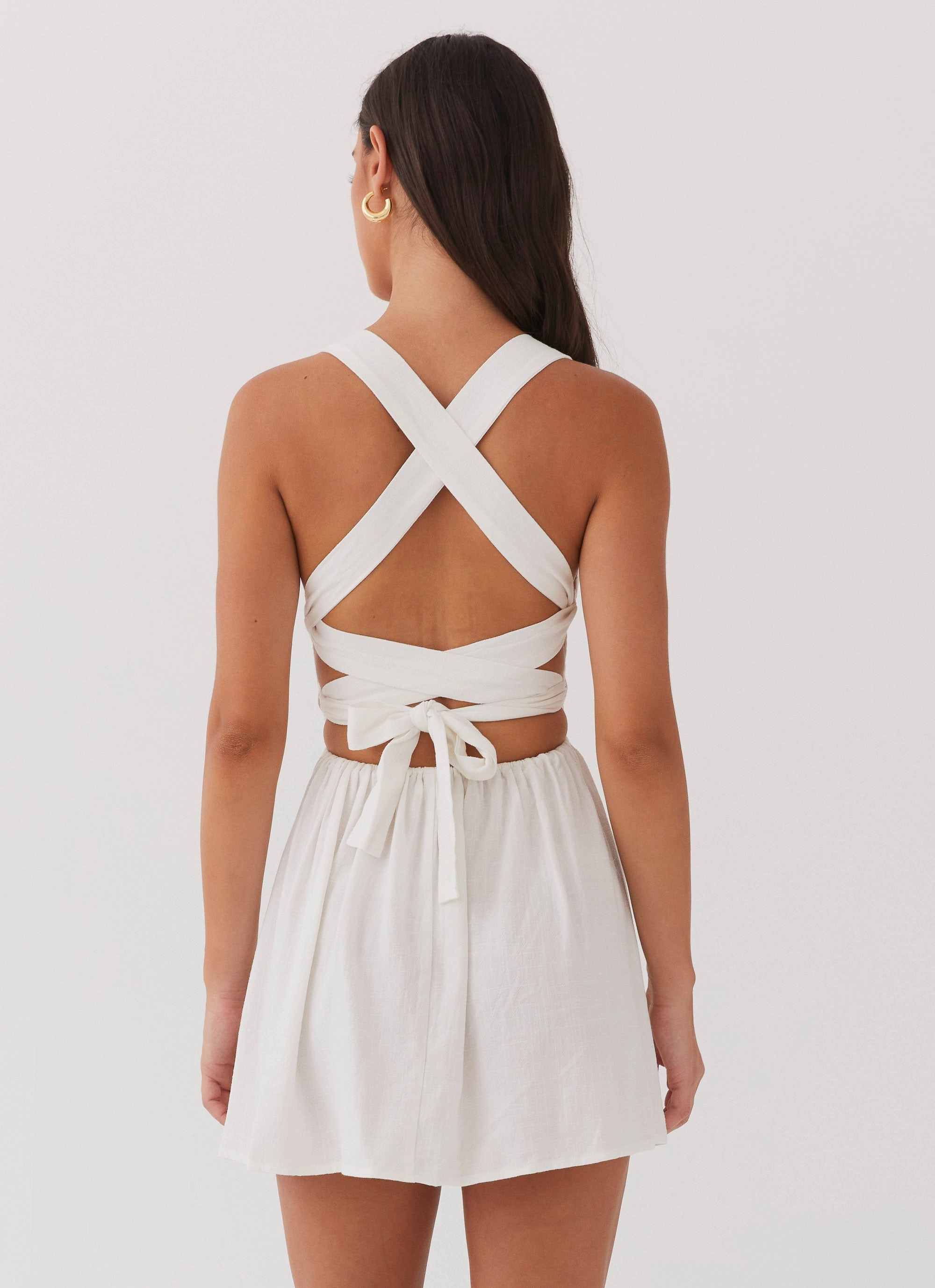 Polished office dress Back-Zip Penelope Linen Mini Dress - Ivory