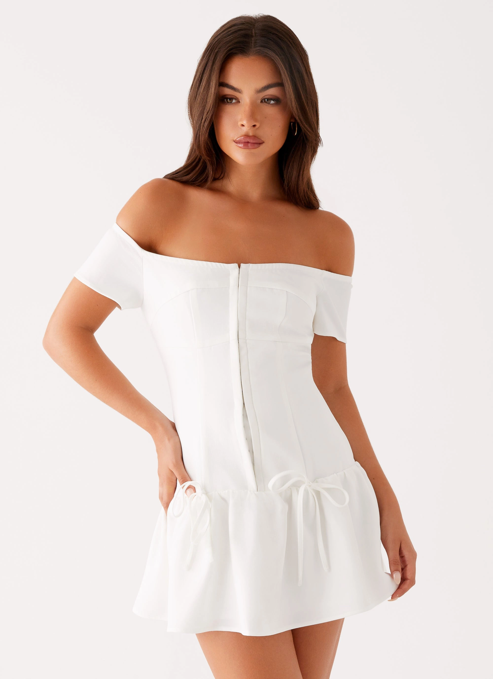 Fashionable outfit for outings Classic Tailoring Penny Mini Dress - White
