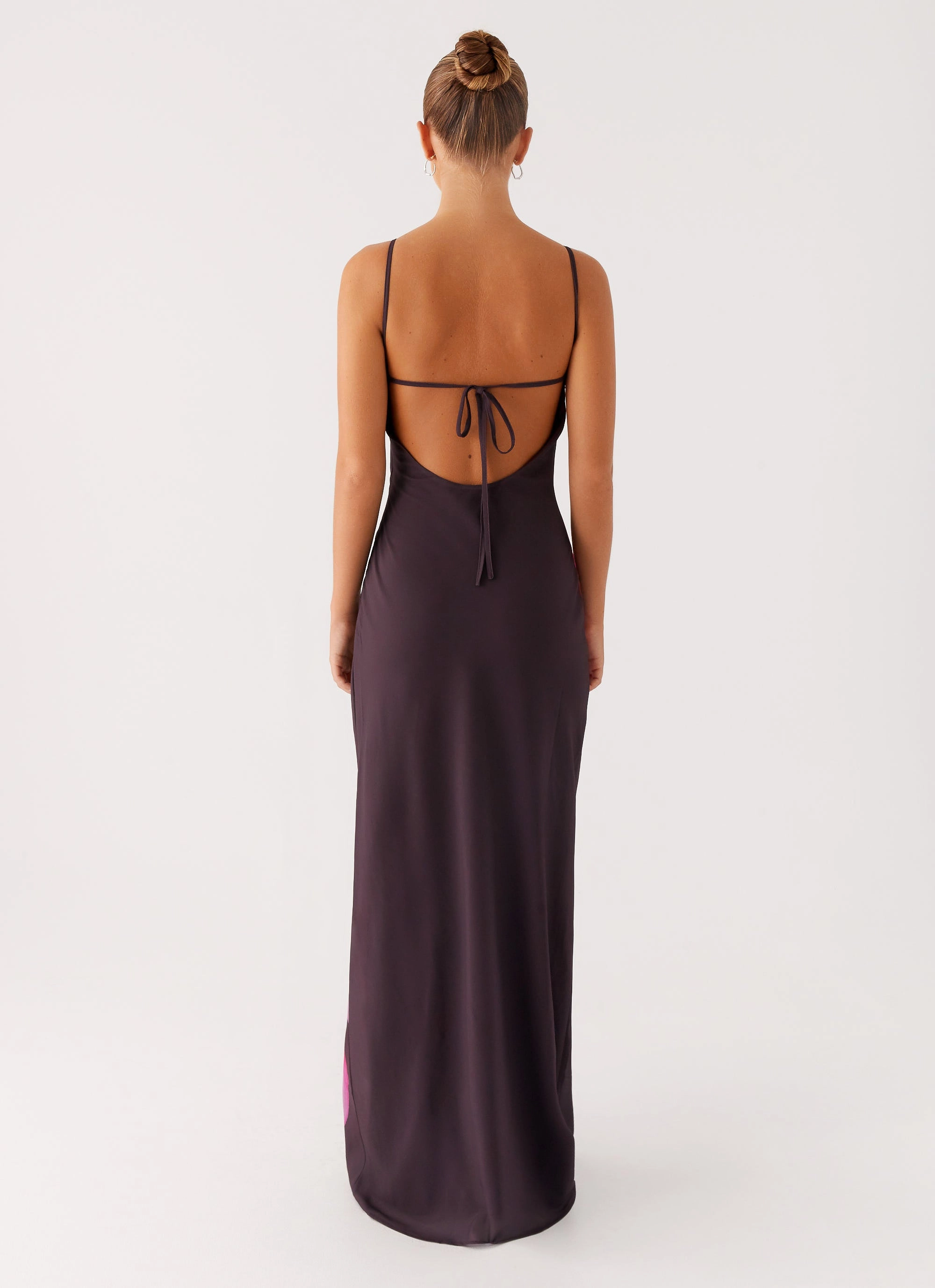 Griselda Maxi Dress - Dark Chocolate Satin Layers AntiStaticMaterial