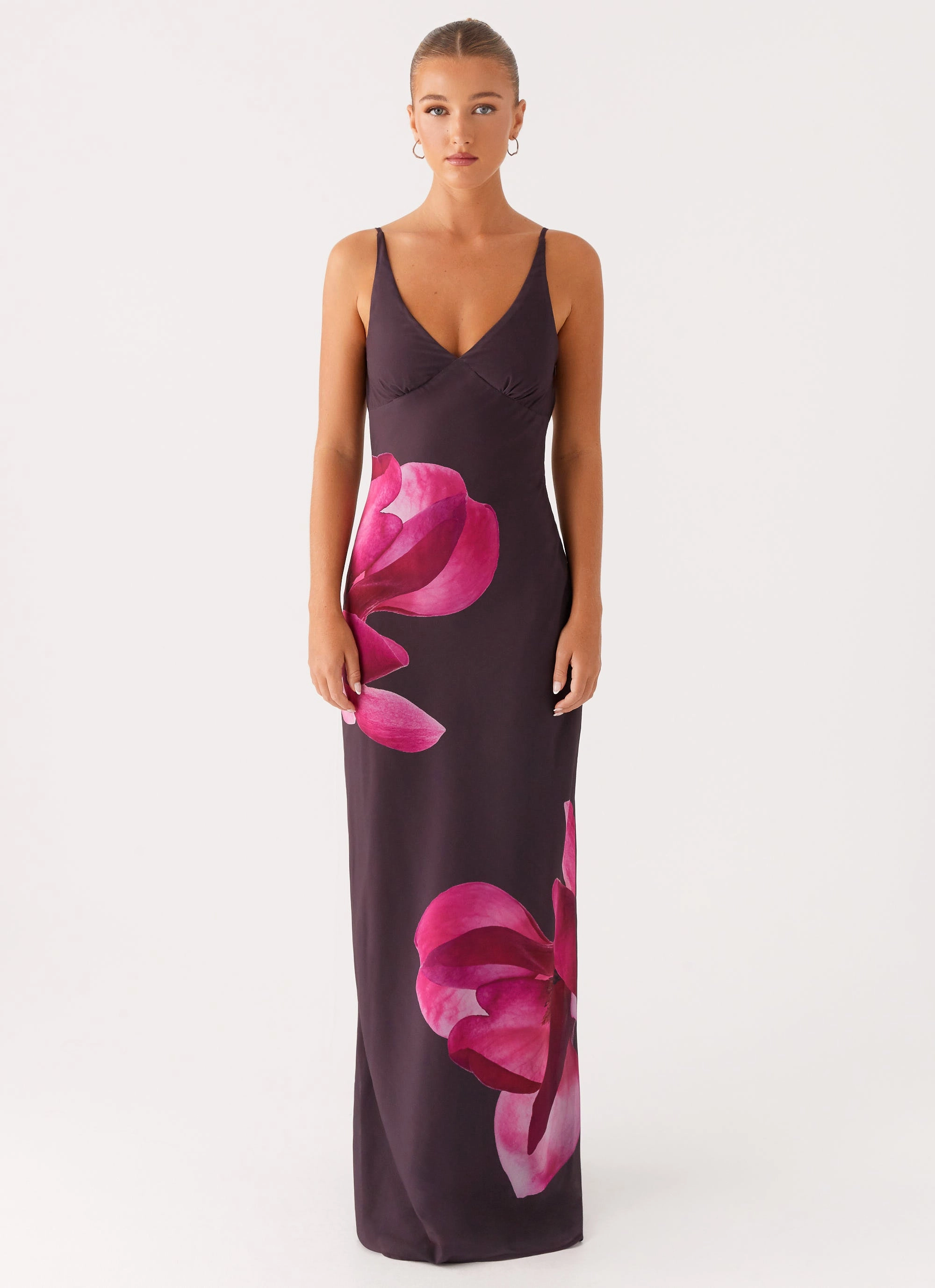 Sleek Drape Sleek Silhouette Griselda Maxi Dress - Dark Chocolate