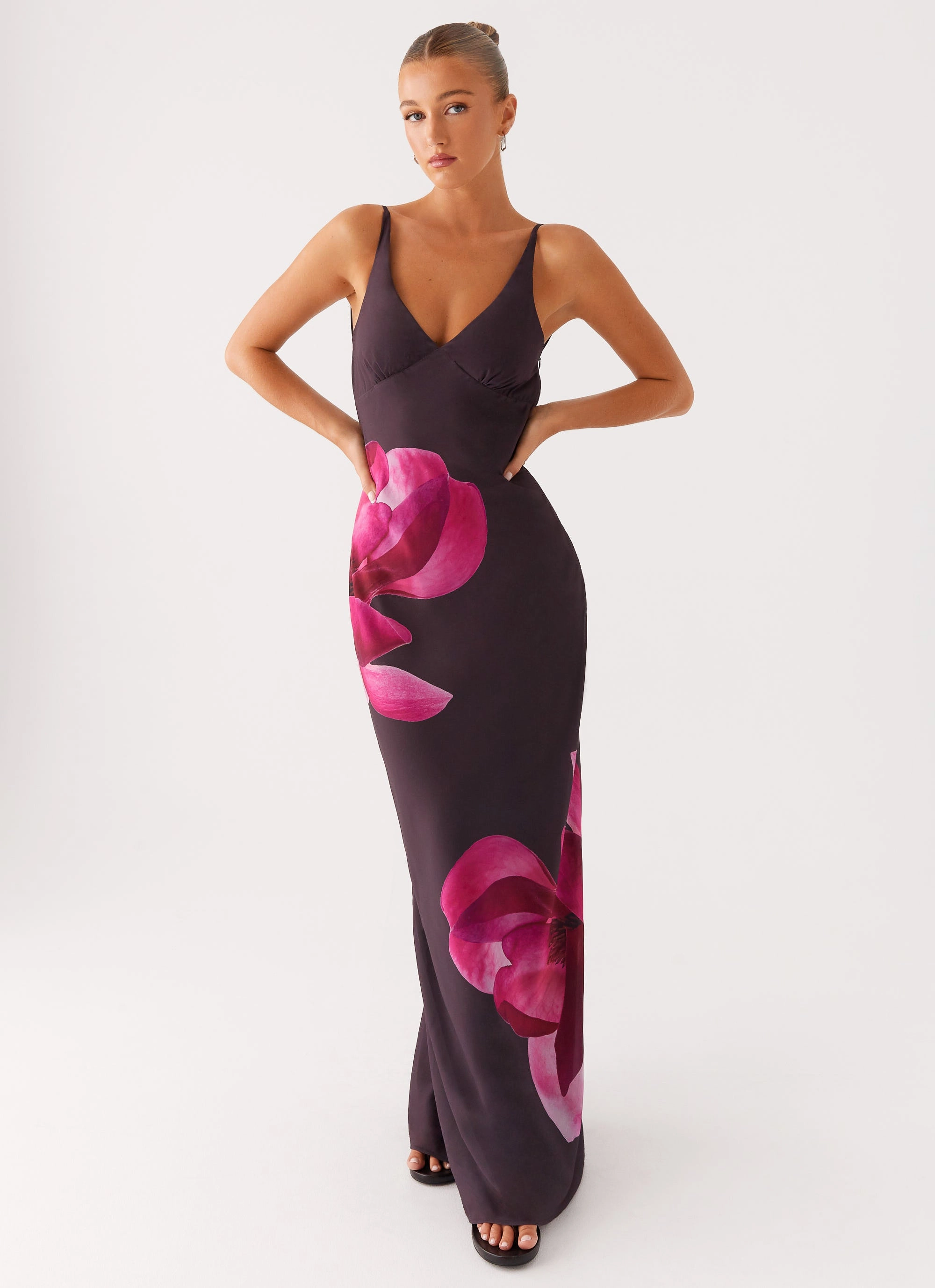 Petite friendly Evening Event Griselda Maxi Dress - Dark Chocolate