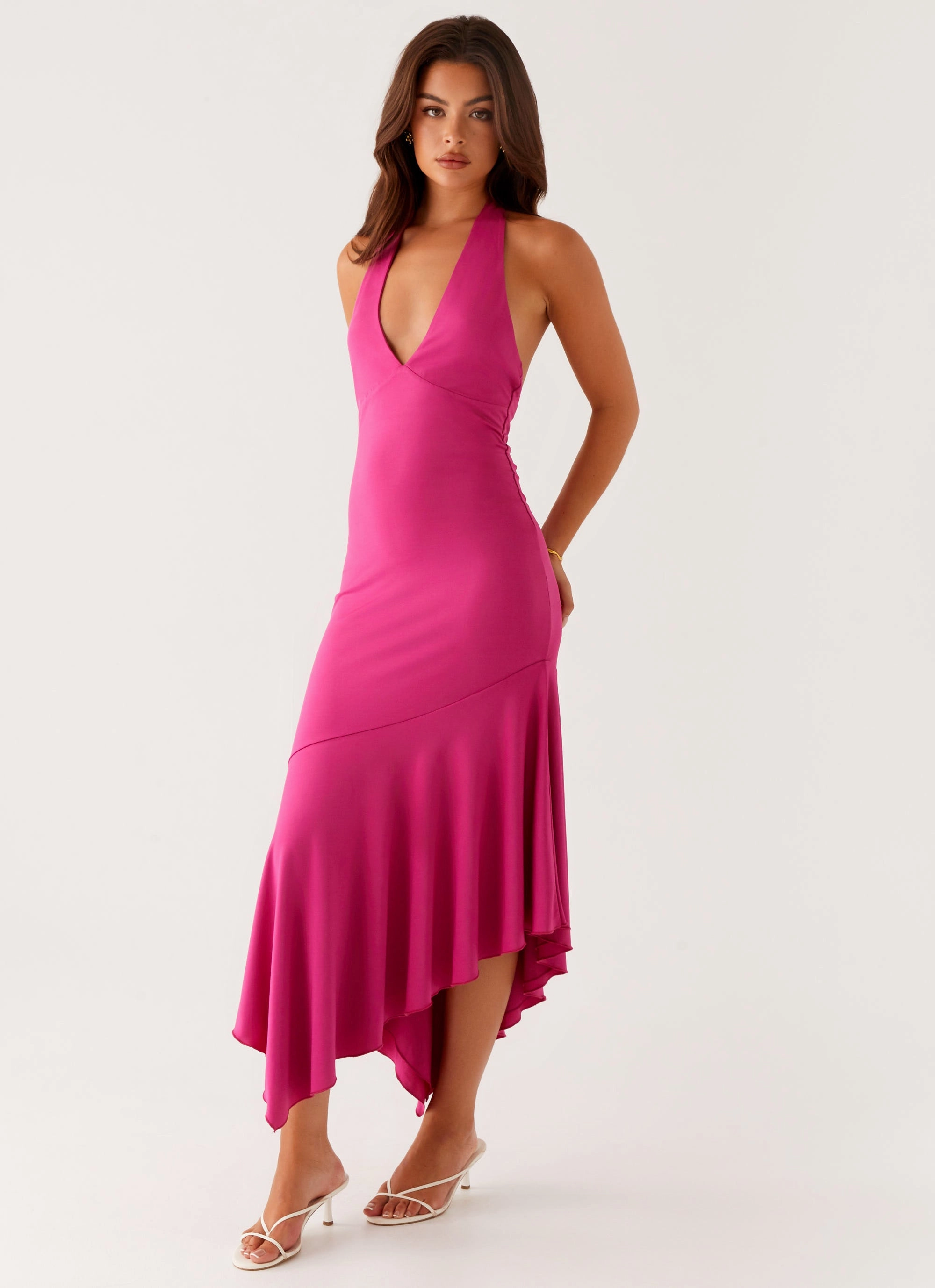 Perdita Midi Dress - Fuchsia Light Aesthetic Breathable-Lining